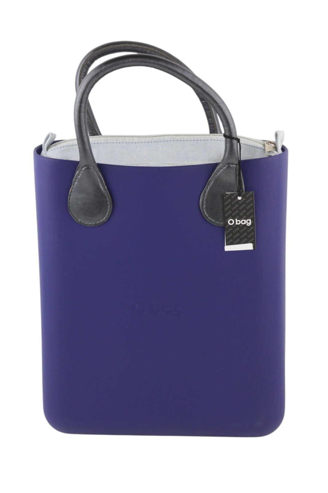 O BAG Chic moteriškas krepšys OS mėlynas dvigubomis rankenomis vidinis krepšys su kvadratiniu logotipu 