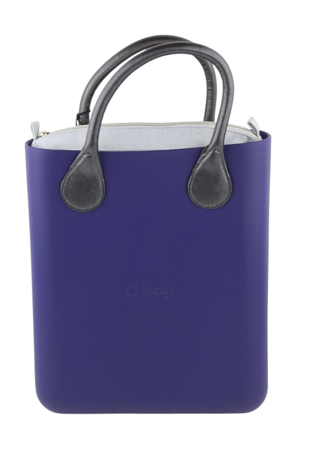 O BAG Chic moteriškas krepšys OS mėlynas dvigubomis rankenomis vidinis krepšys su kvadratiniu logotipu 