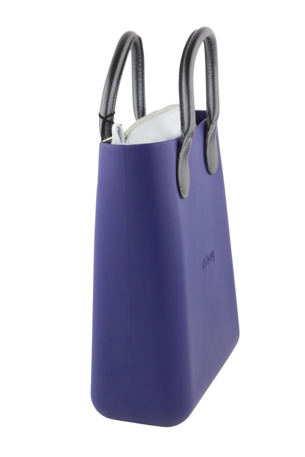 O BAG Chic moteriškas krepšys OS mėlynas dvigubomis rankenomis vidinis krepšys su kvadratiniu logotipu 