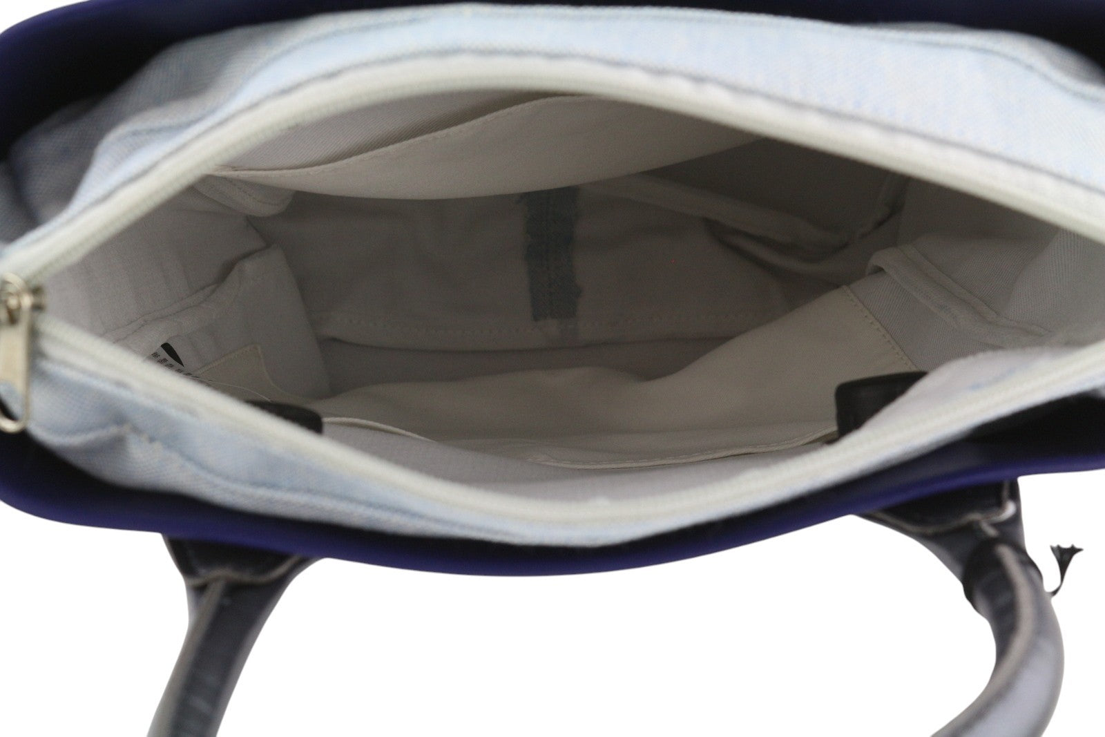 O BAG Chic moteriškas krepšys OS mėlynas dvigubomis rankenomis vidinis krepšys su kvadratiniu logotipu 