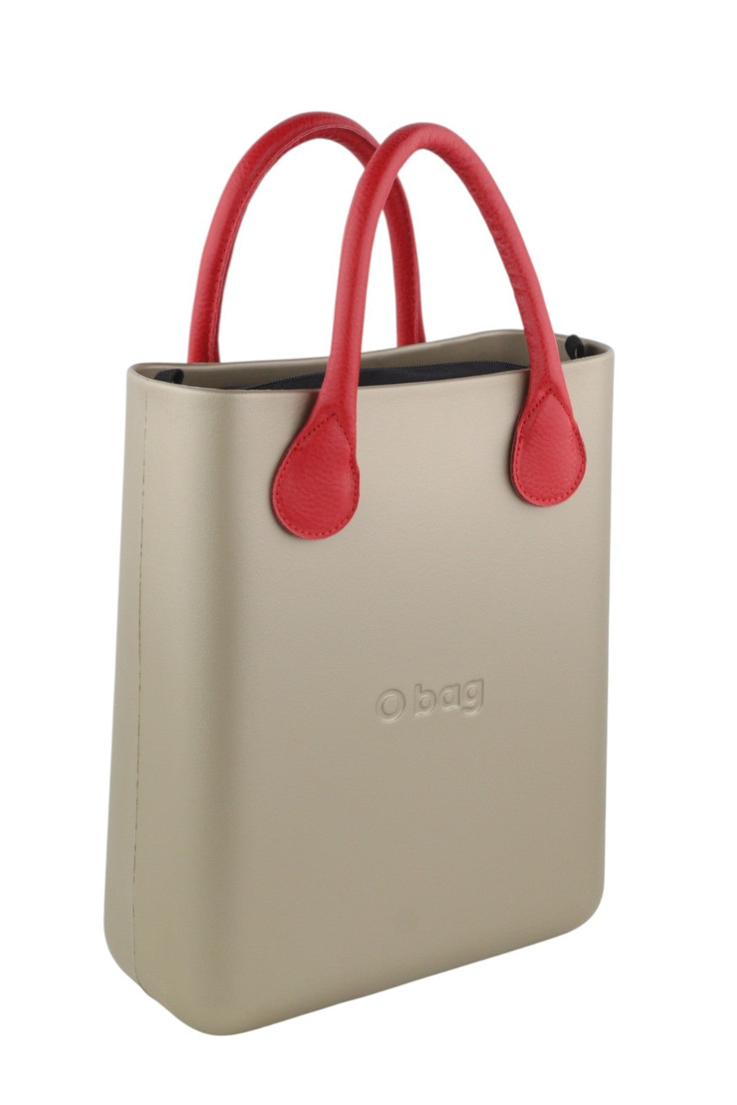 O BAG Chic moteriškas krepšys OS rudas auksinis dvigubos rankenos su logotipu ir kvadratiniu vidiniu krepšiu 