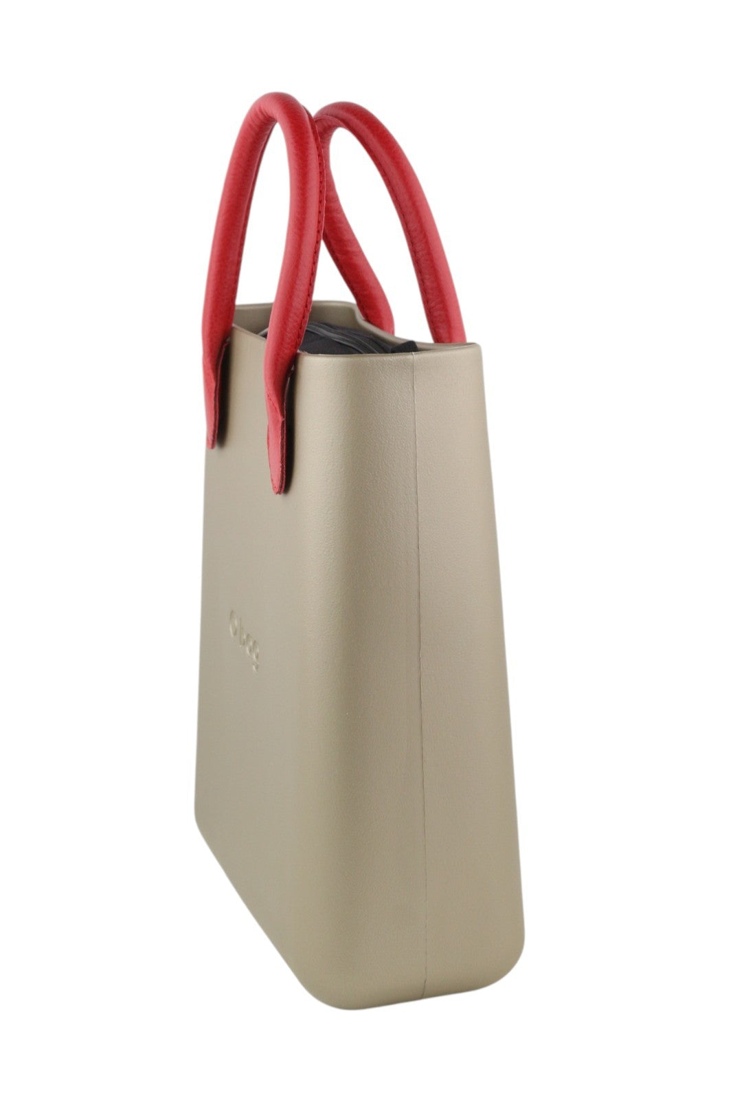 O BAG Chic moteriškas krepšys OS rudas auksinis dvigubos rankenos su logotipu ir kvadratiniu vidiniu krepšiu 