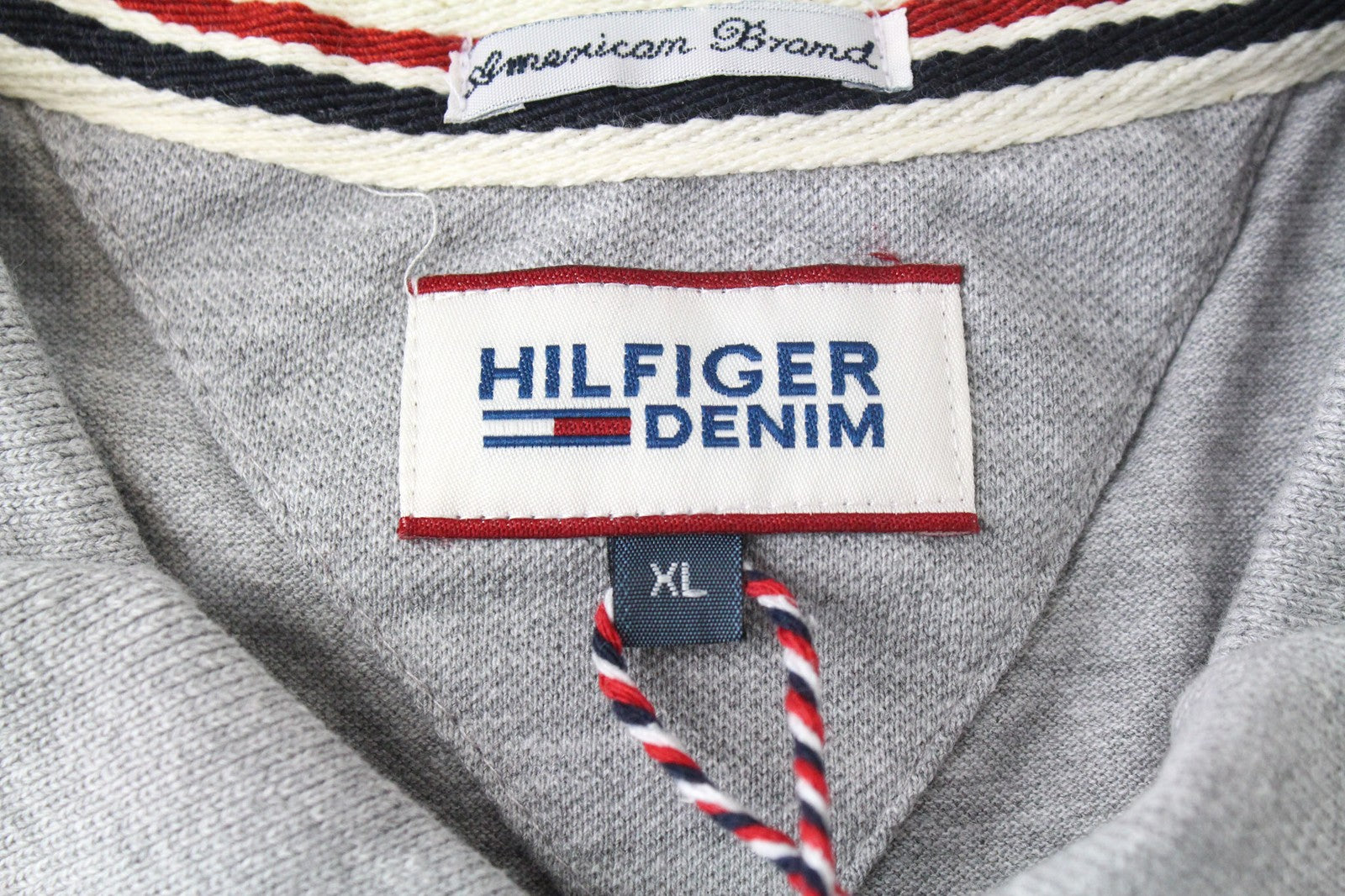 TOMMY HILFIGER DENIM Men's T-Shirt XL Grey Polo Cotton Melange Short Sleeve