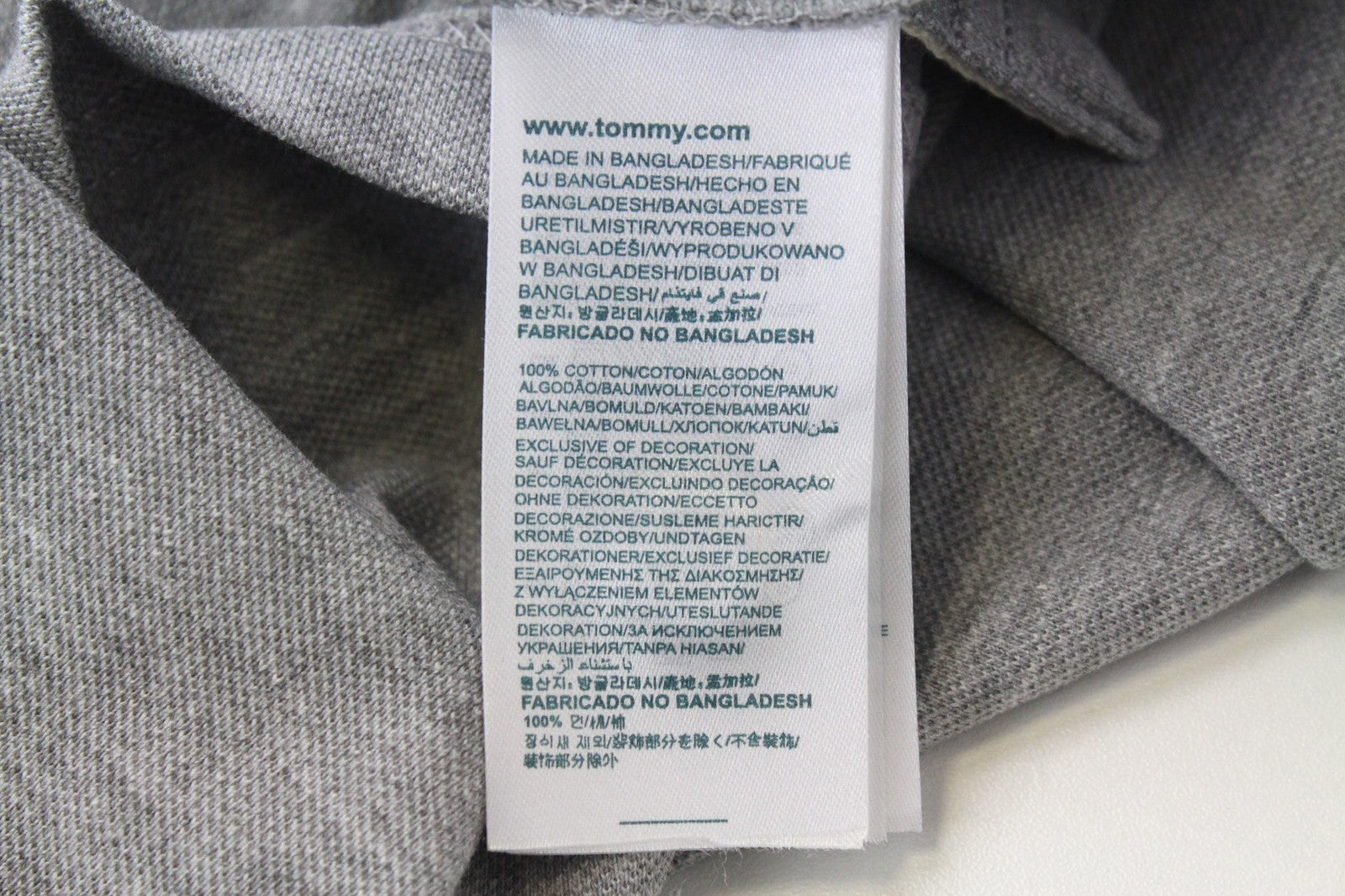 TOMMY HILFIGER DENIM Men's T-Shirt XL Grey Polo Cotton Melange Short Sleeve