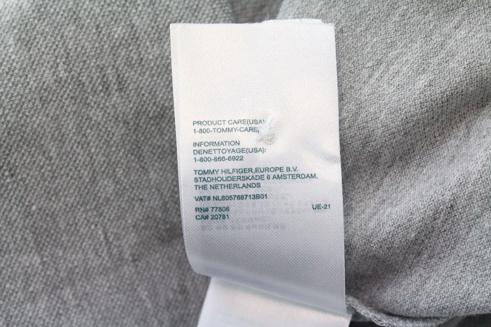 TOMMY HILFIGER DENIM Men's T-Shirt XL Grey Polo Cotton Melange Short Sleeve