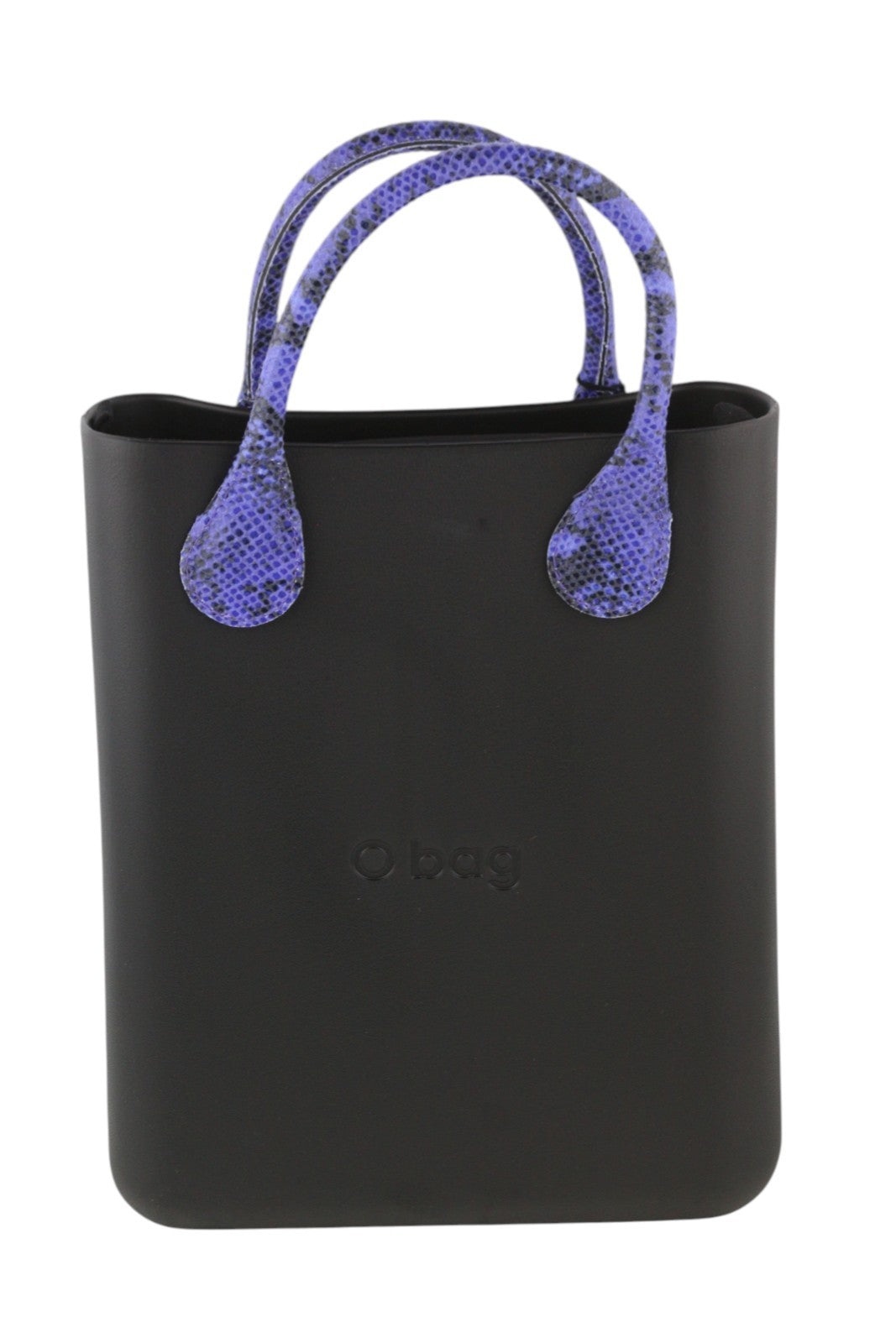 O BAG Chic moteriškas krepšys OS Snake violetinis, su dviem rankenomis, kvadratinis, juodas 