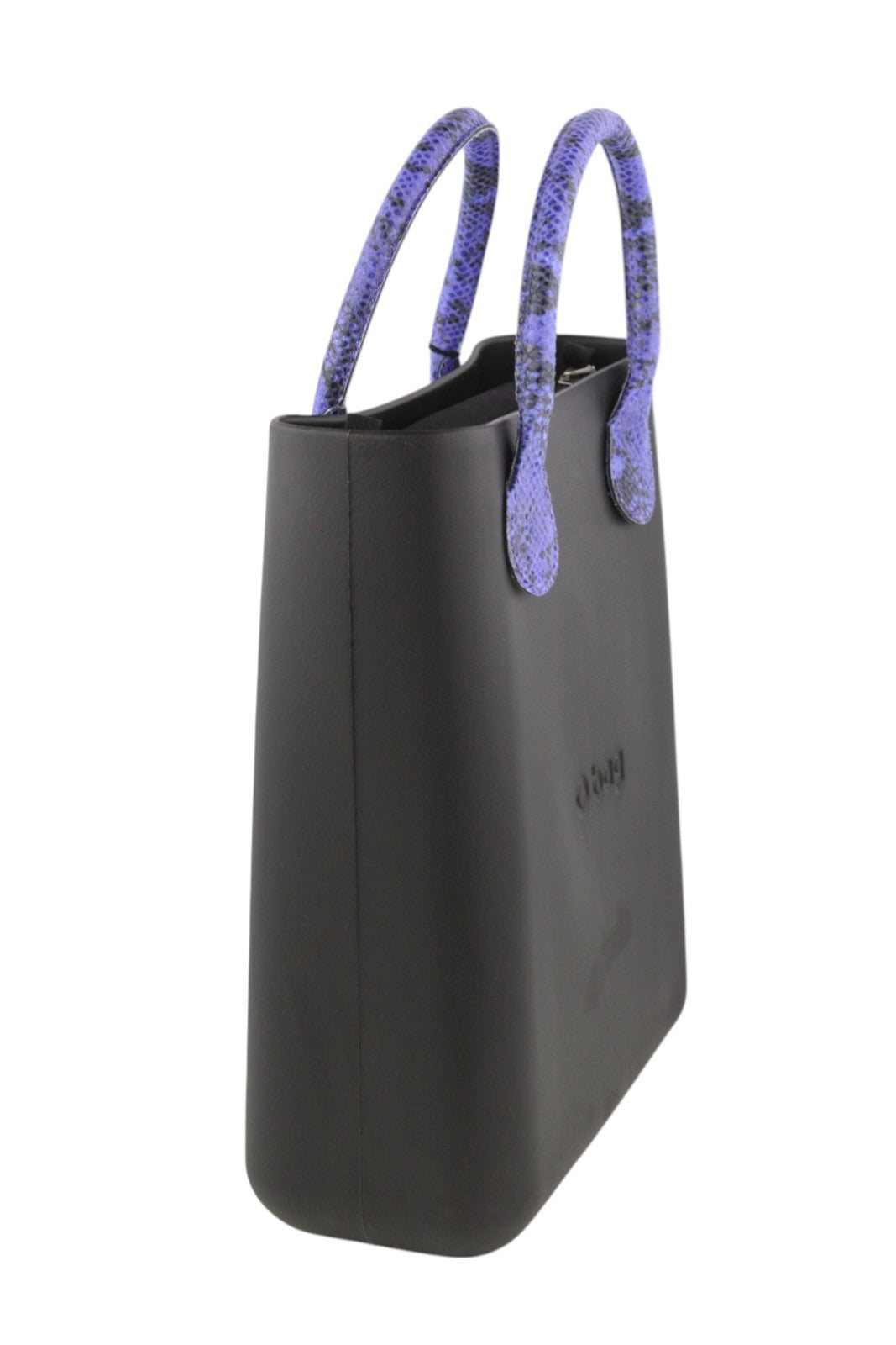 O BAG Chic moteriškas krepšys OS Snake violetinis, su dviem rankenomis, kvadratinis, juodas 