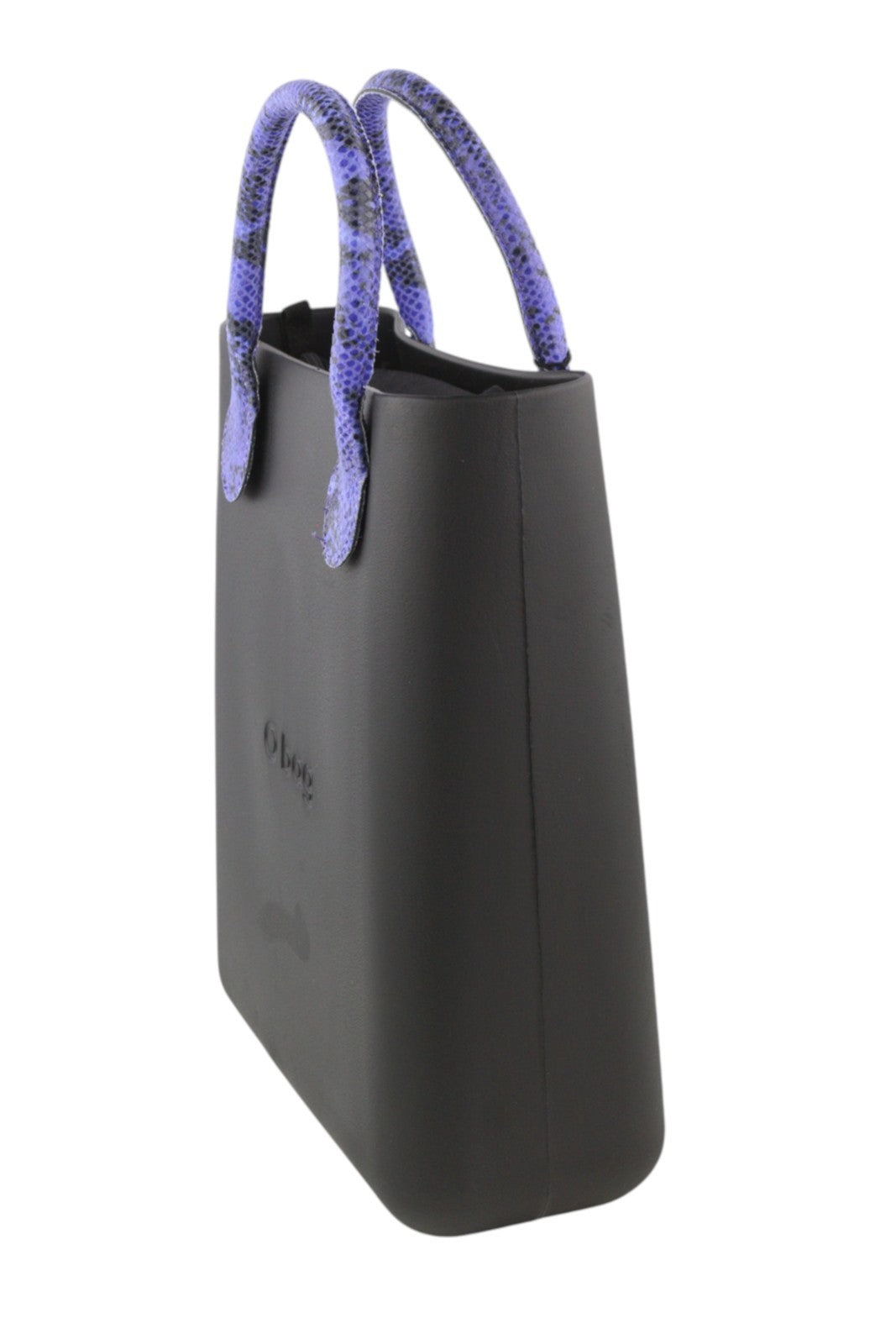 O BAG Chic moteriškas krepšys OS Snake violetinis, su dviem rankenomis, kvadratinis, juodas 