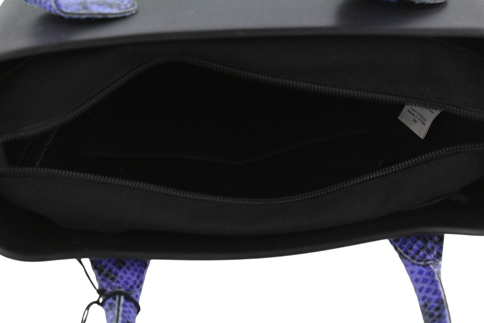 O BAG Chic moteriškas krepšys OS Snake violetinis, su dviem rankenomis, kvadratinis, juodas 