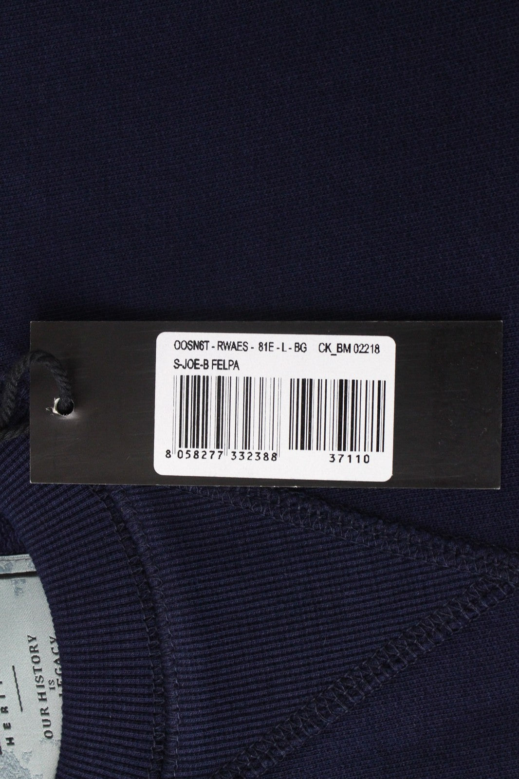 DIESEL S-Joe-B Felpa vyriškas džemperis L dydžio tamsiai mėlynas flisinis logotipas su kregžde ir klasikiniu džersio ... 