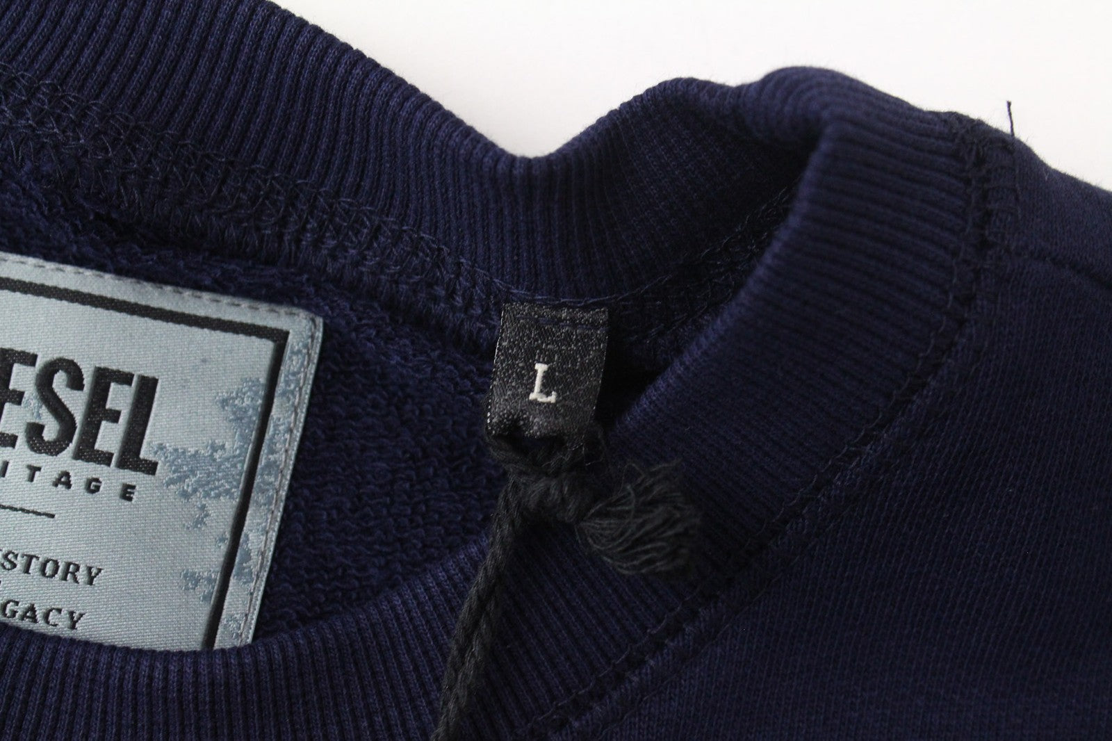 DIESEL S-Joe-B Felpa vyriškas džemperis L dydžio tamsiai mėlynas flisinis logotipas su kregžde ir klasikiniu džersio ... 