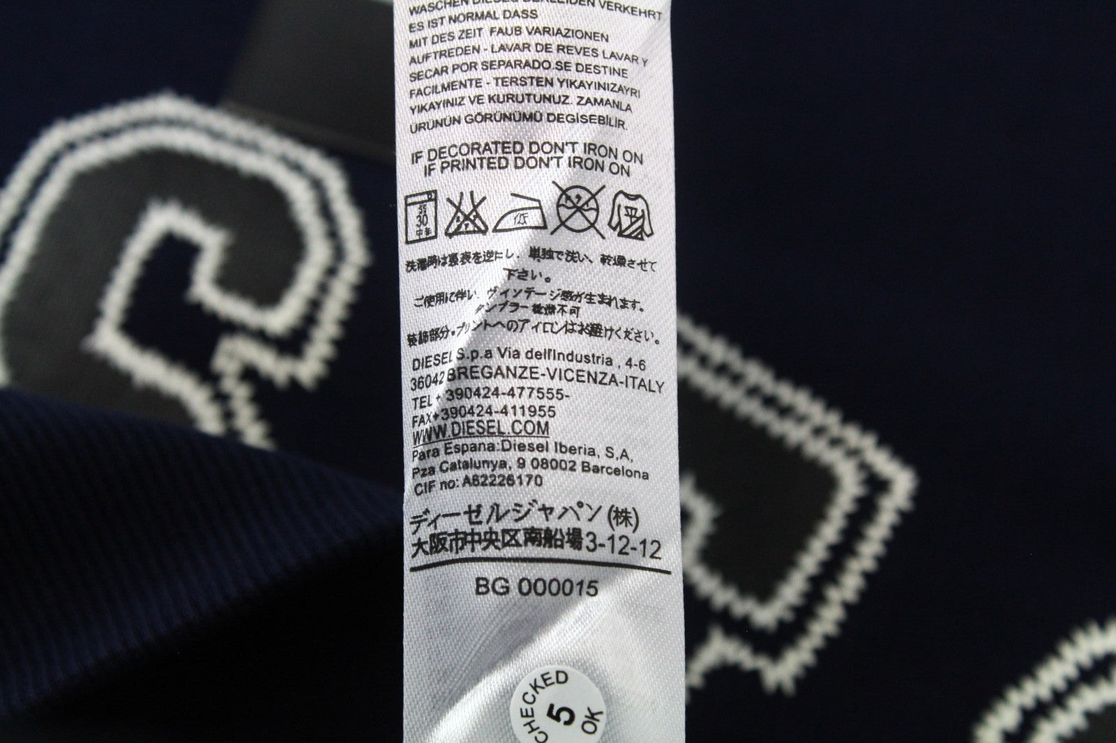 DIESEL S-Joe-B Felpa vyriškas džemperis L dydžio tamsiai mėlynas flisinis logotipas su kregžde ir klasikiniu džersio ... 