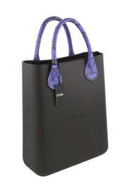 O BAG Chic Women Bag OS Snake Purple Double Handles Inner Bag Tote Square Logo