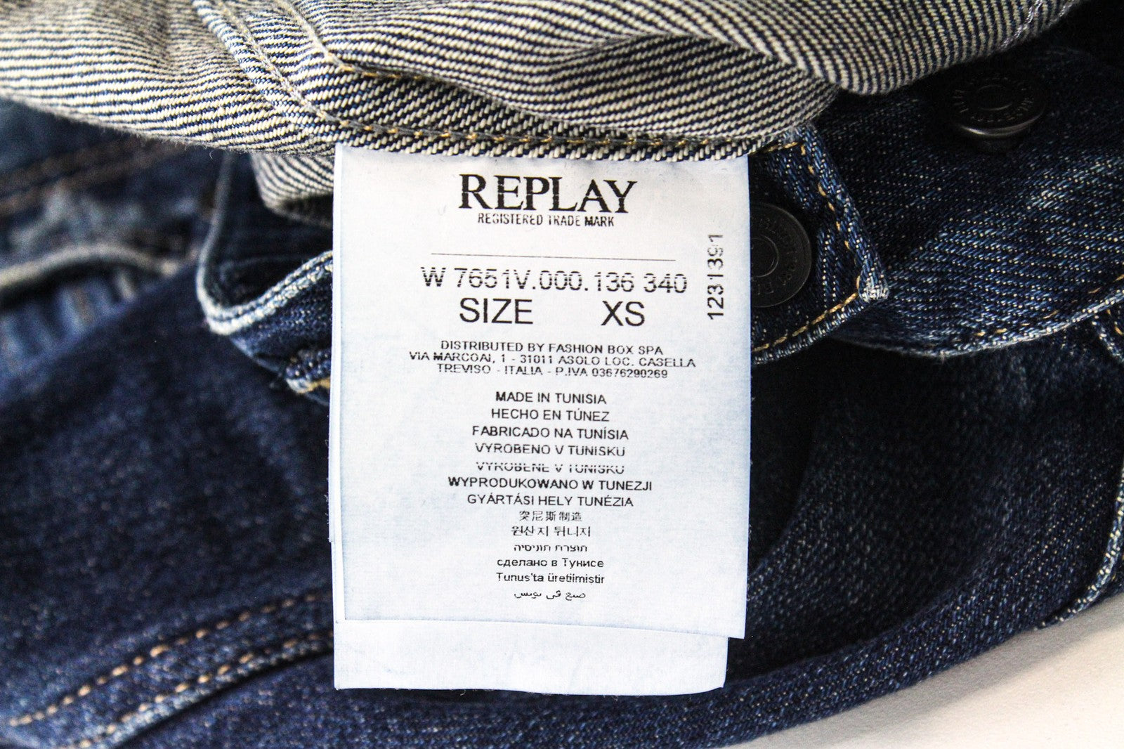 REPLAY moteriškas švarkas XS mėlynas medvilninis trumpintas ilgomis rankovėmis džinsinis paltas 