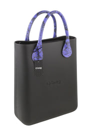 O BAG Chic Women Bag OS Black Purple Double Handles Inner Bag Tote Square Dark