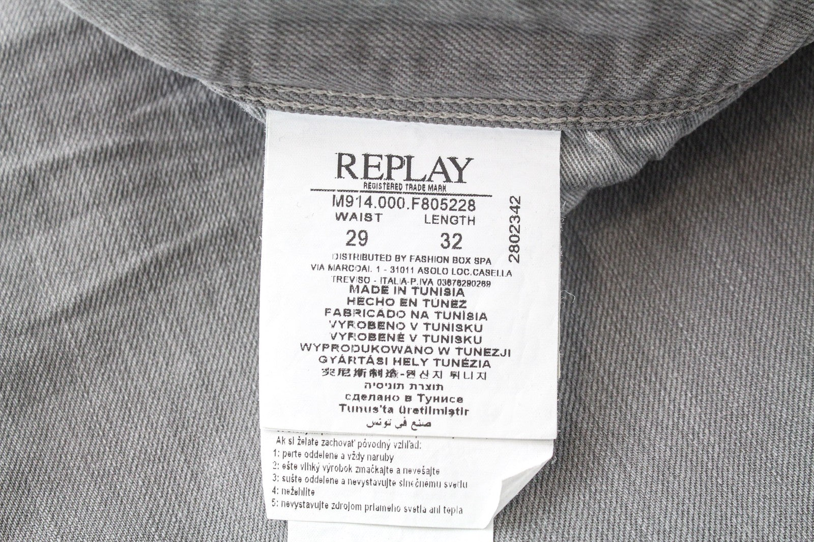 REPLAY Anbass vyriški džinsai W29/L32 ploni pilki tamprūs medvilniniai laisvalaikio džinsiniai kelnės 