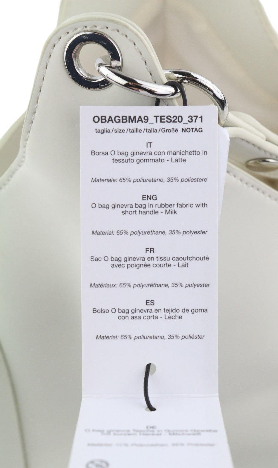 O BAG Ginevra moteriškas krepšys OS baltas su magnetiniu užsegimu, pamušalu ir per petį logotipu. 