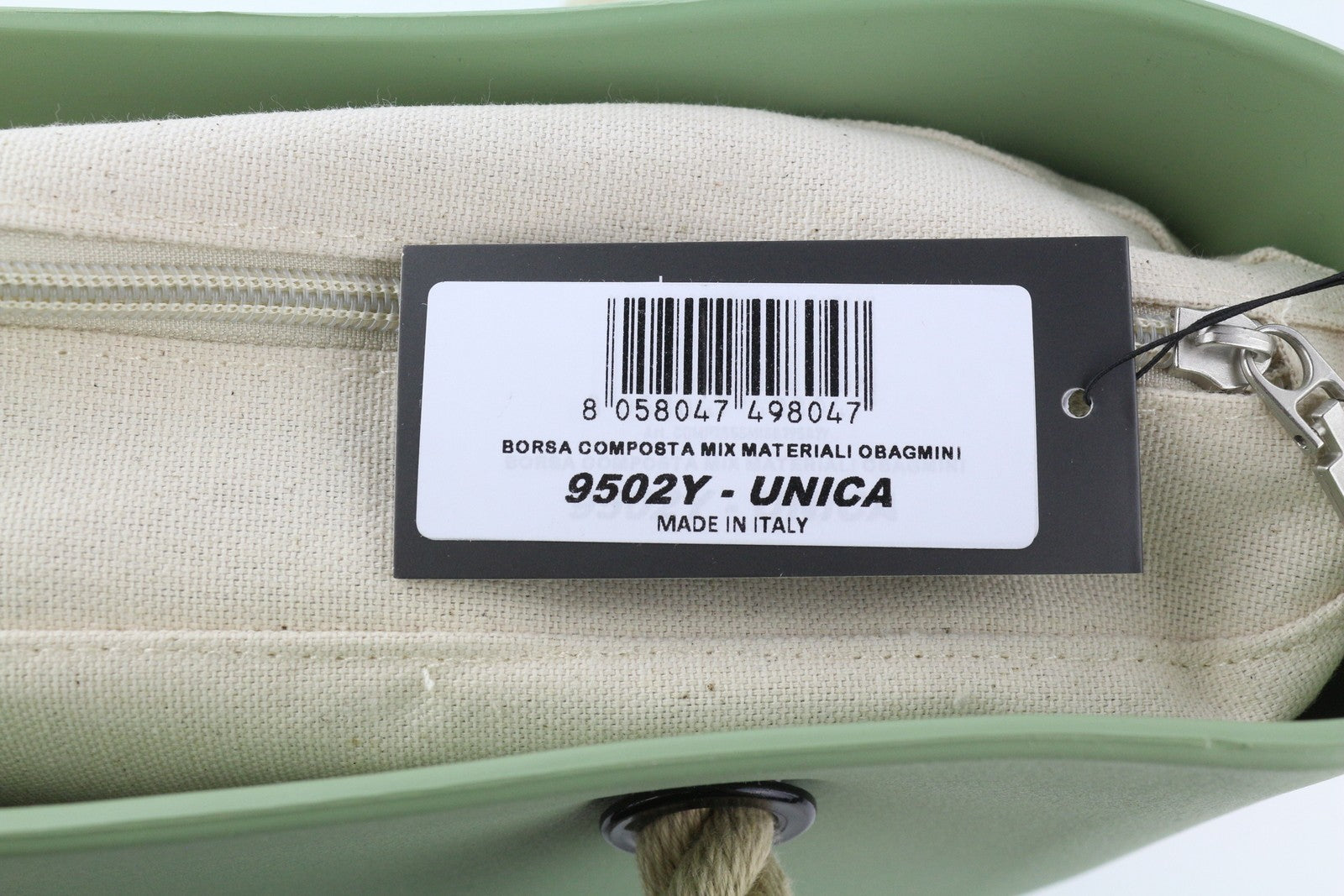 O BAG Mini moteriškas krepšys OS šviesiai žalias su dvigubomis vidinėmis rankenomis, logotipas, laisvalaikio stiliaus 