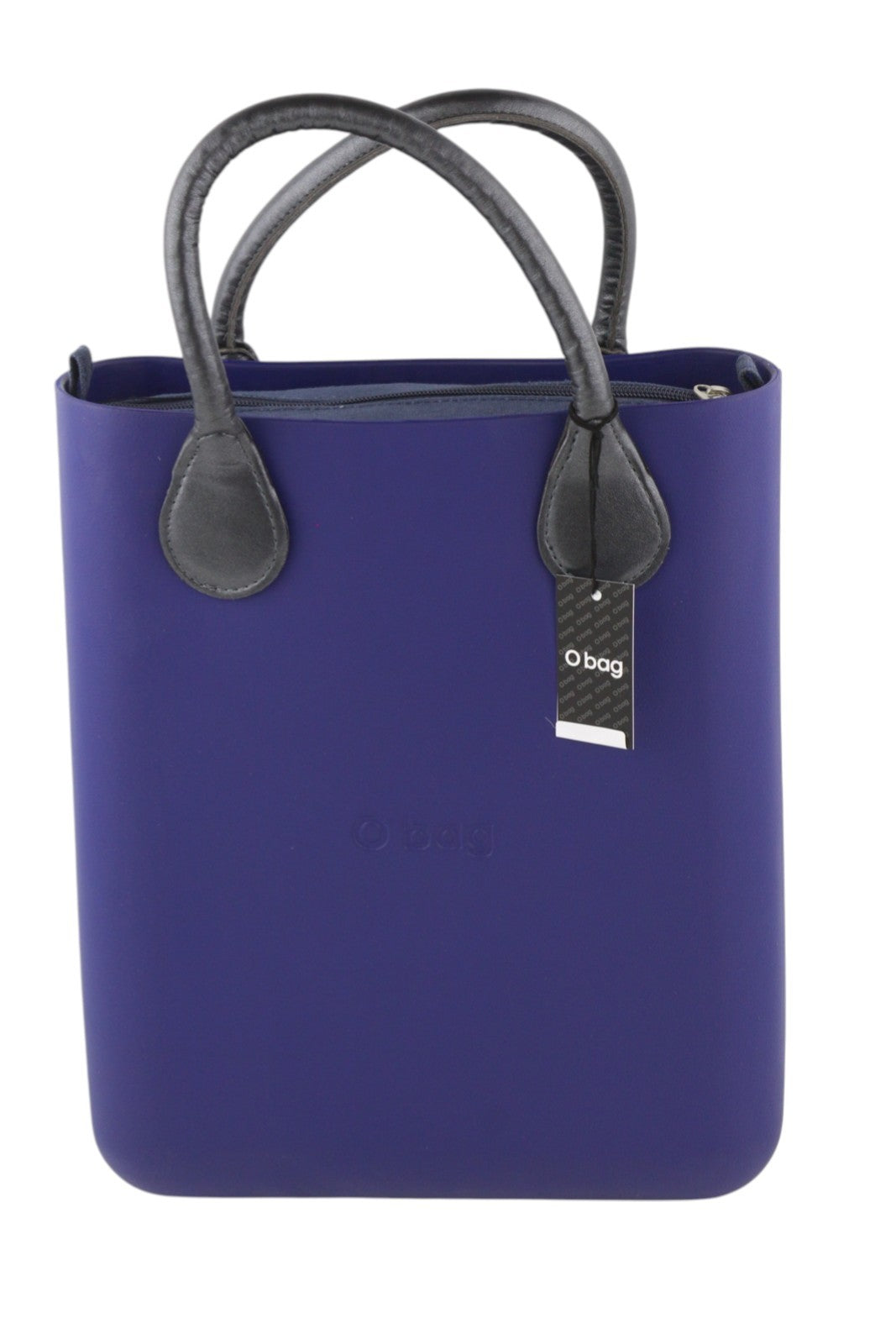 O BAG Chic moteriškas krepšys OS mėlynas dvigubomis rankenomis vidinis krepšys su kvadratiniu logotipu
