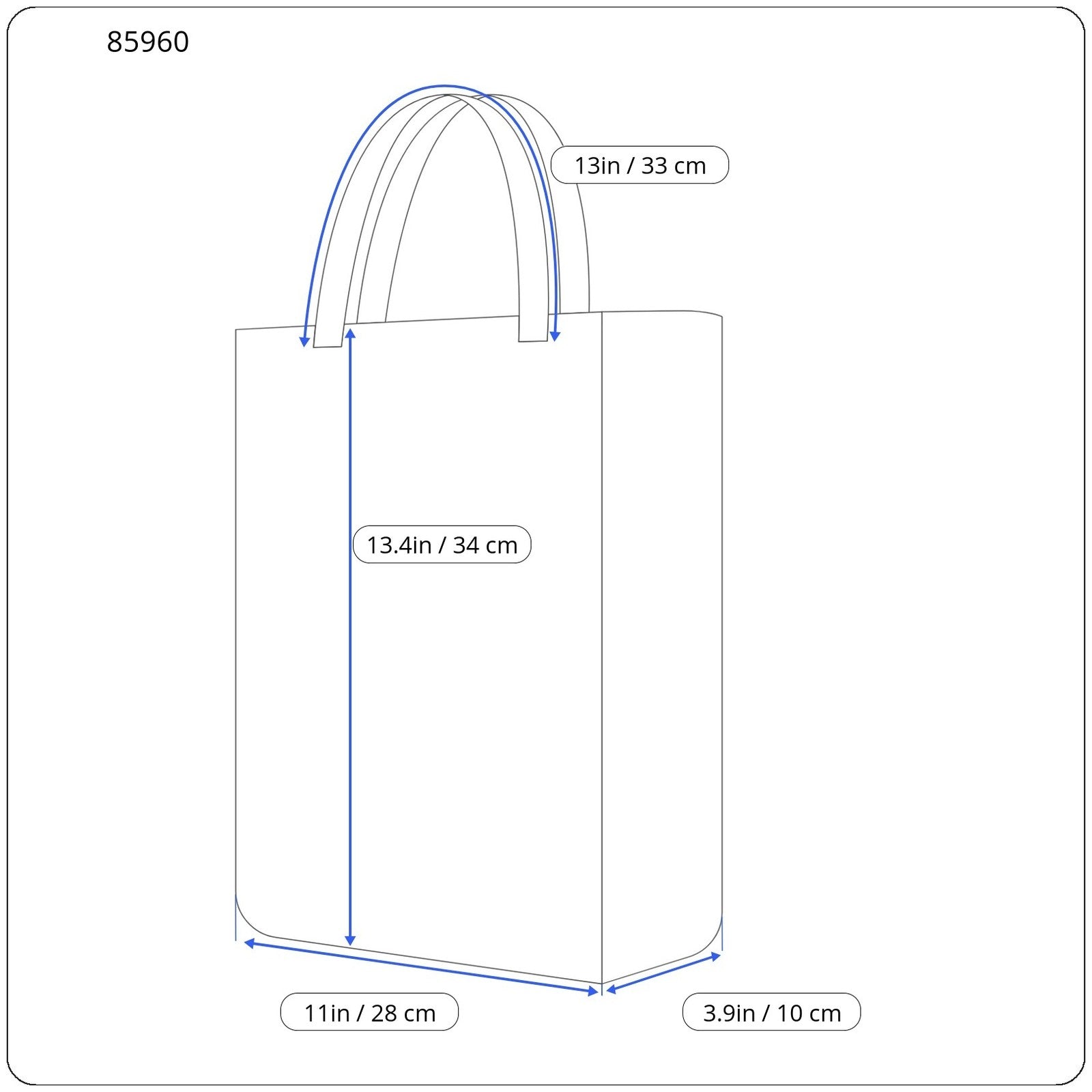 O BAG Chic moteriškas krepšys OS mėlynas dvigubomis rankenomis vidinis krepšys su kvadratiniu logotipu