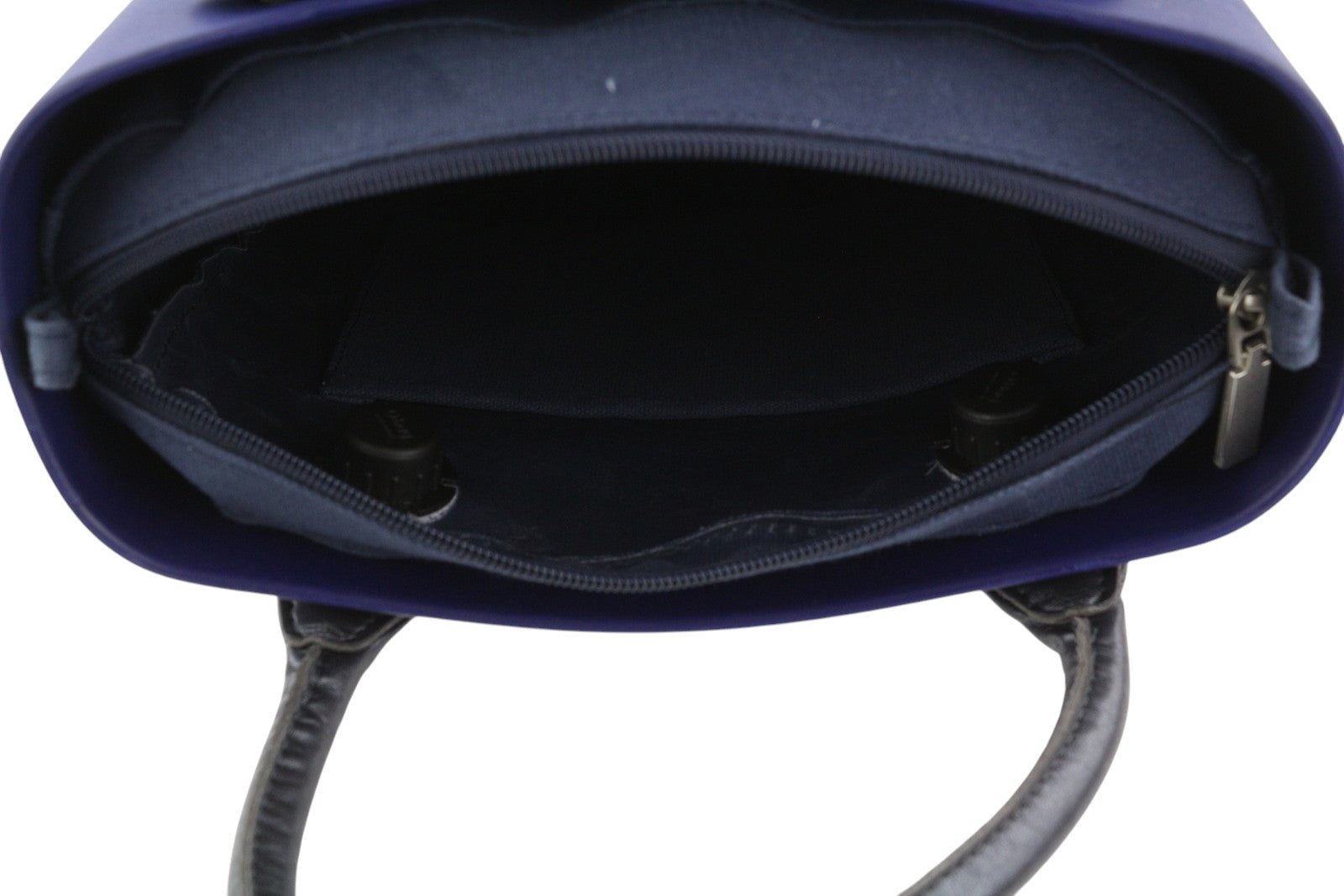 O BAG Chic moteriškas krepšys OS mėlynas dvigubomis rankenomis vidinis krepšys su kvadratiniu logotipu