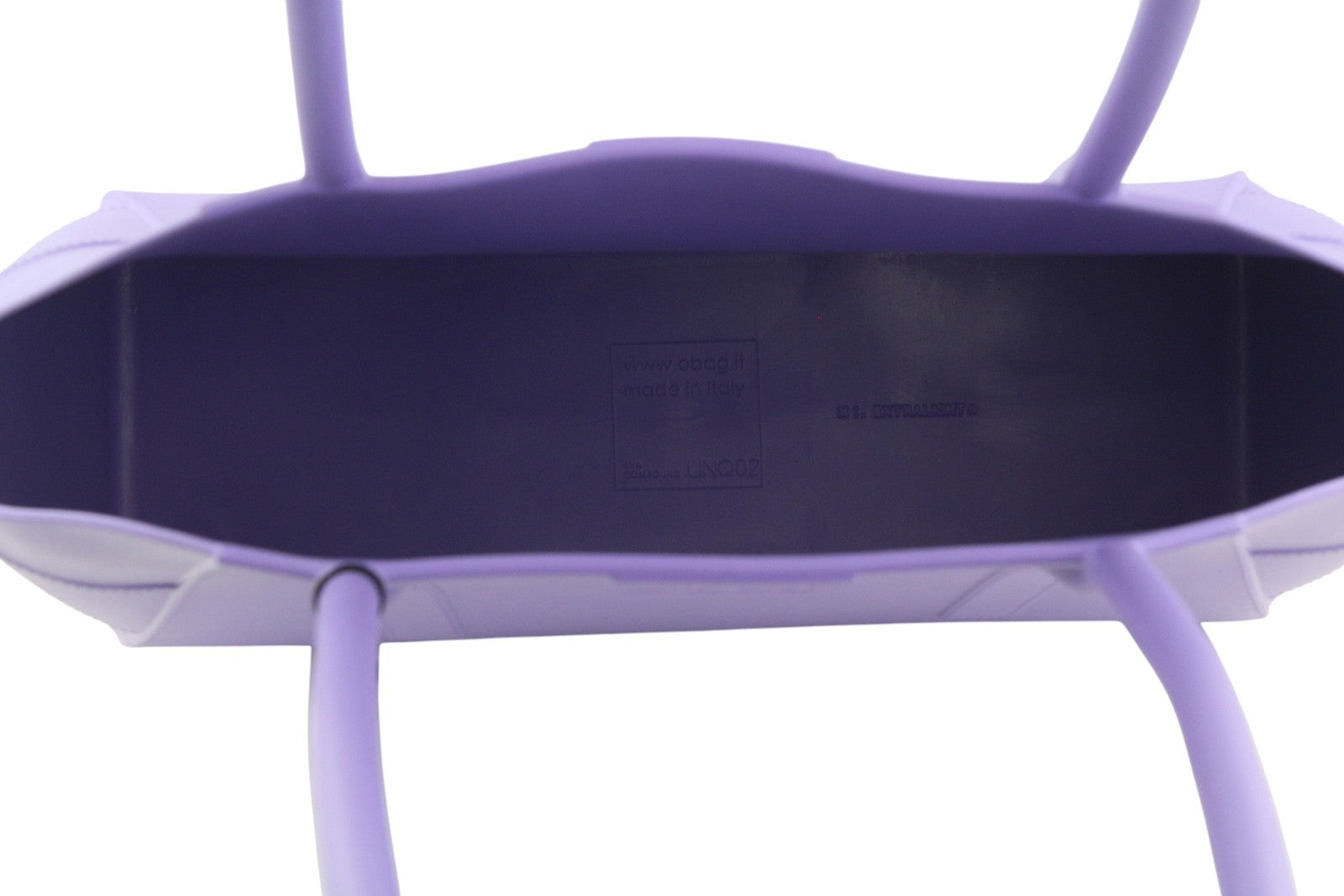 O BAG unikali moteriška rankinė OS violetinė tekstūruota silikoninė vandeniui atspari dviguba rankena 