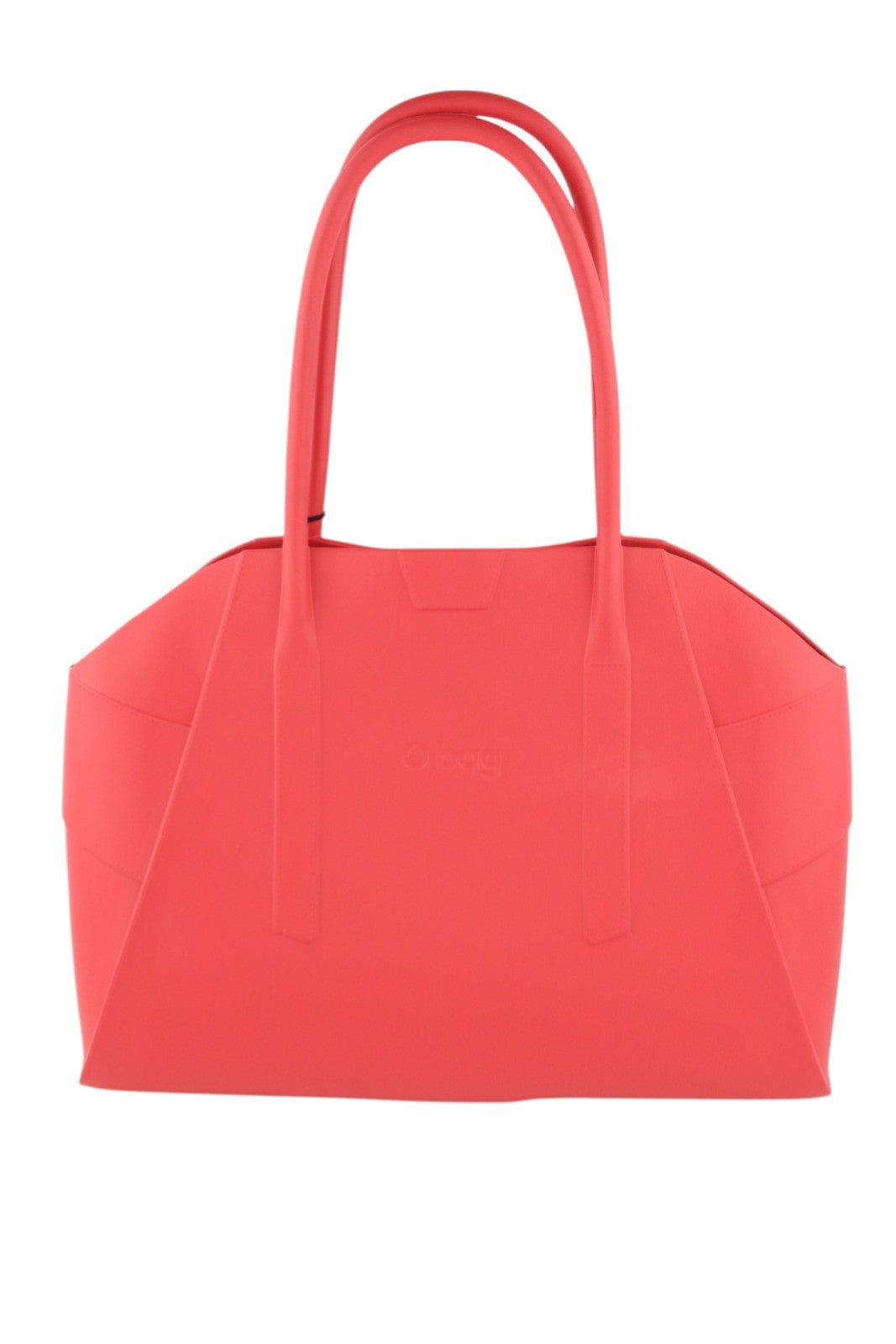 O BAG unikali moteriška rankinė OS raudona tekstūruota silikoninė vandeniui atspari dviguba rankena laisvalaikiui 