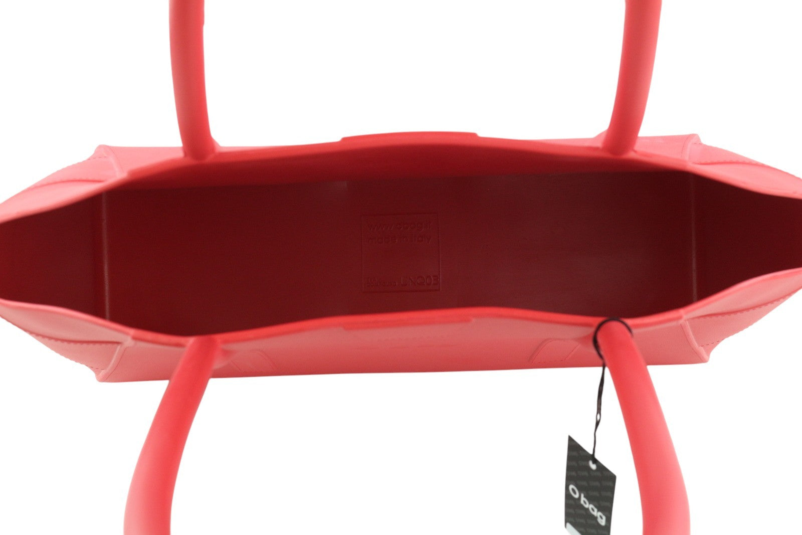 O BAG unikali moteriška rankinė OS raudona tekstūruota silikoninė vandeniui atspari dviguba rankena laisvalaikiui 