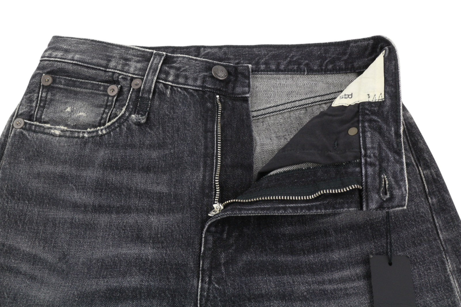 R13 Courtney Slim Women Jeans 27 Everit Black Faded High Waist Straight Fit