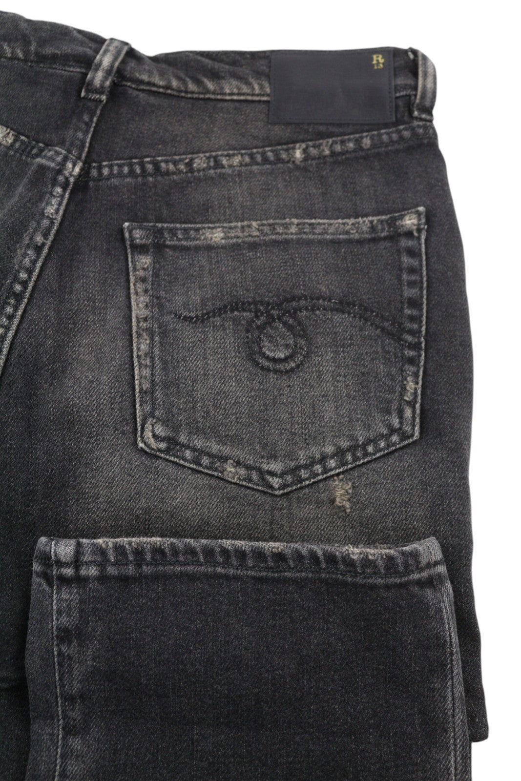 R13 Romeo Double Classic Women Jeans 26 Abbey Black Skirted Straight RRP€750