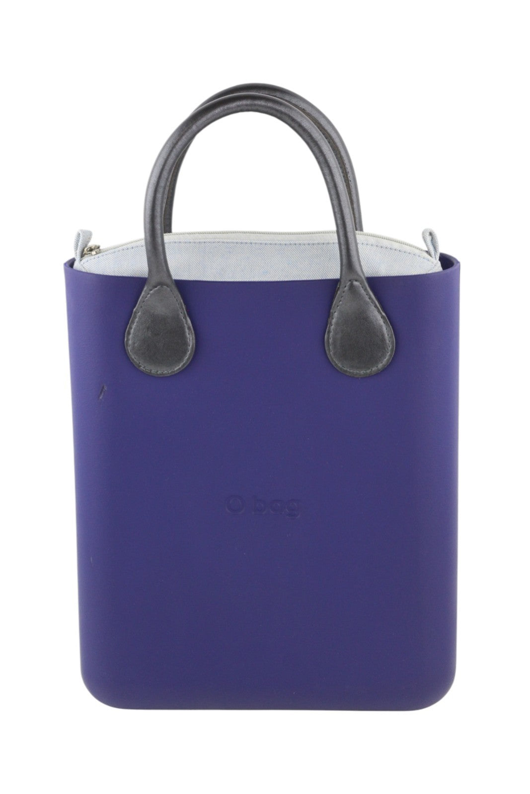 O BAG Chic moteriškas krepšys OS mėlynas dvigubomis rankenomis vidinis krepšys su kvadratiniu logotipu 