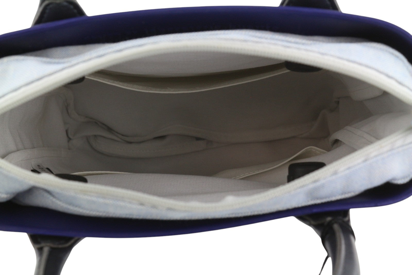 O BAG Chic moteriškas krepšys OS mėlynas dvigubomis rankenomis vidinis krepšys su kvadratiniu logotipu 