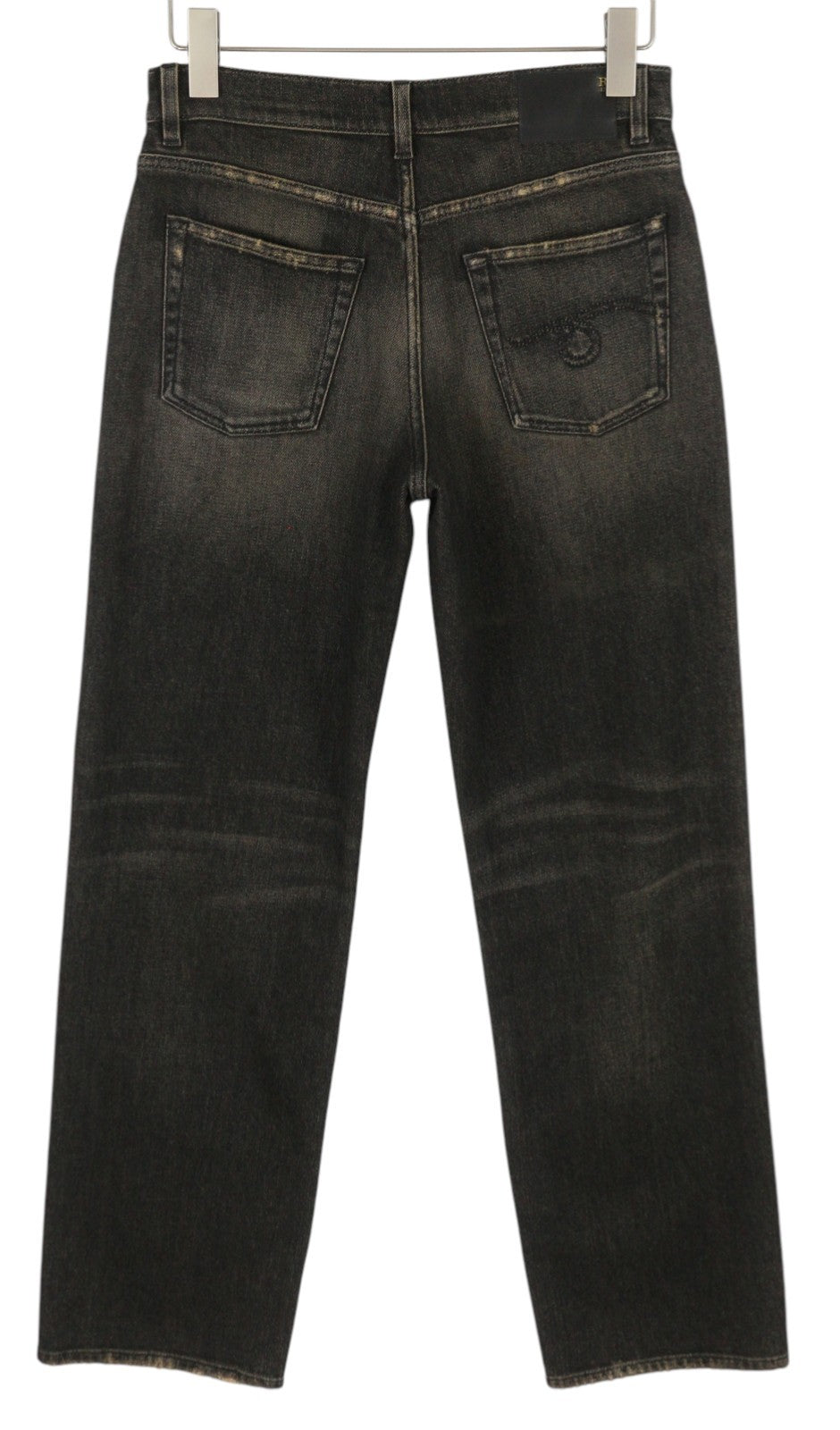 R13 Alice Slim tiesaus kirpimo moteriški džinsai 27 Abbey Black išblukintos plaukiojančios užtrauktuku 