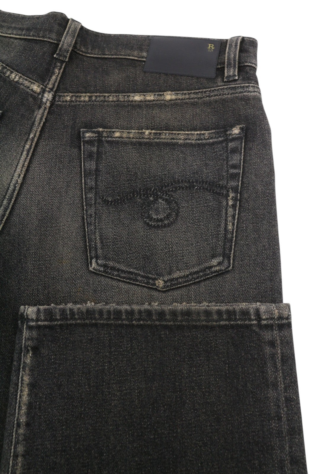 R13 Alice Slim tiesaus kirpimo moteriški džinsai 27 Abbey Black išblukintos plaukiojančios užtrauktuku 