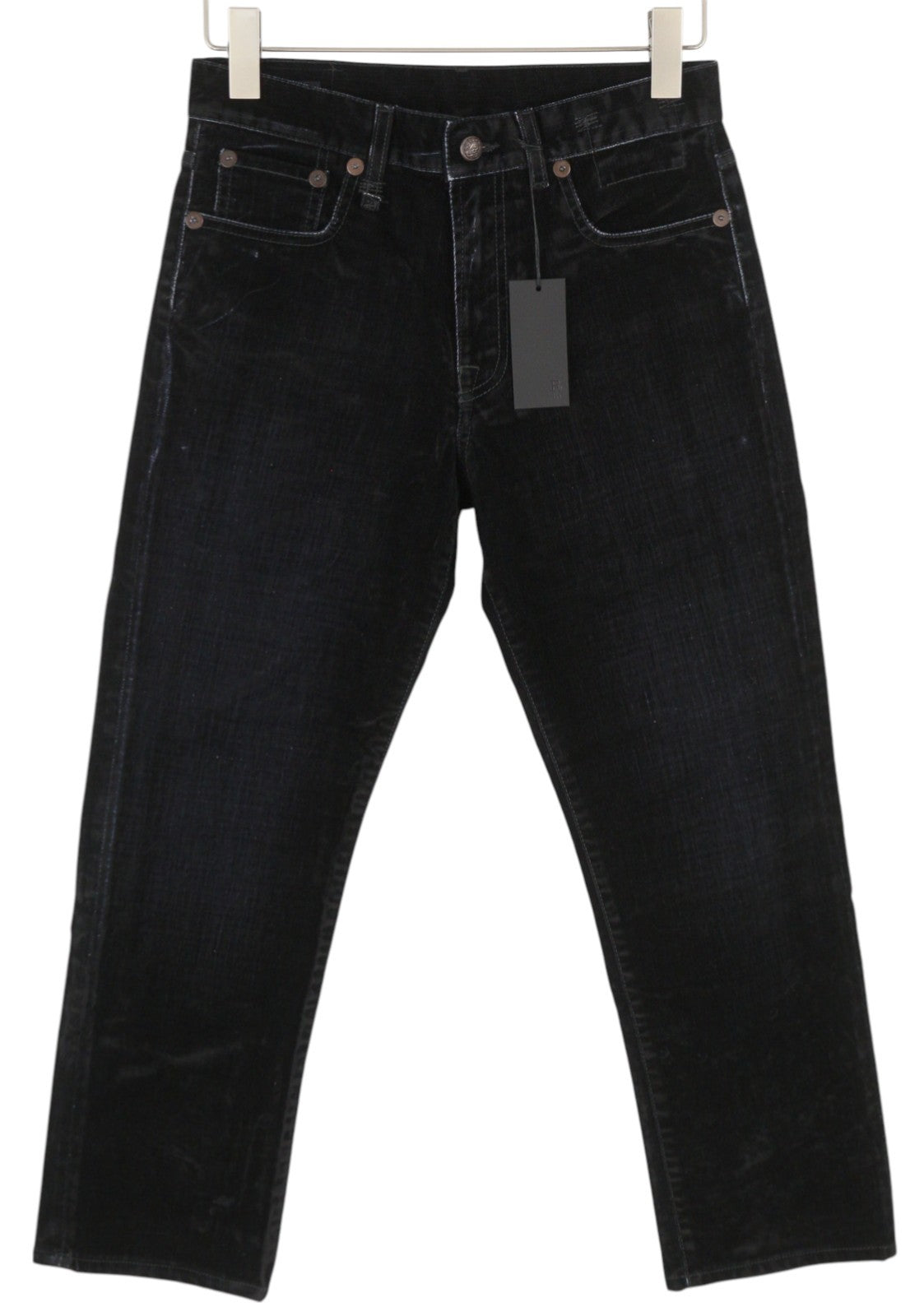 R13 Romeo moteriškos kelnės 25 juodos aksominės trumpintos tiesios kelnės iki kulkšnių su užtrauktuku 