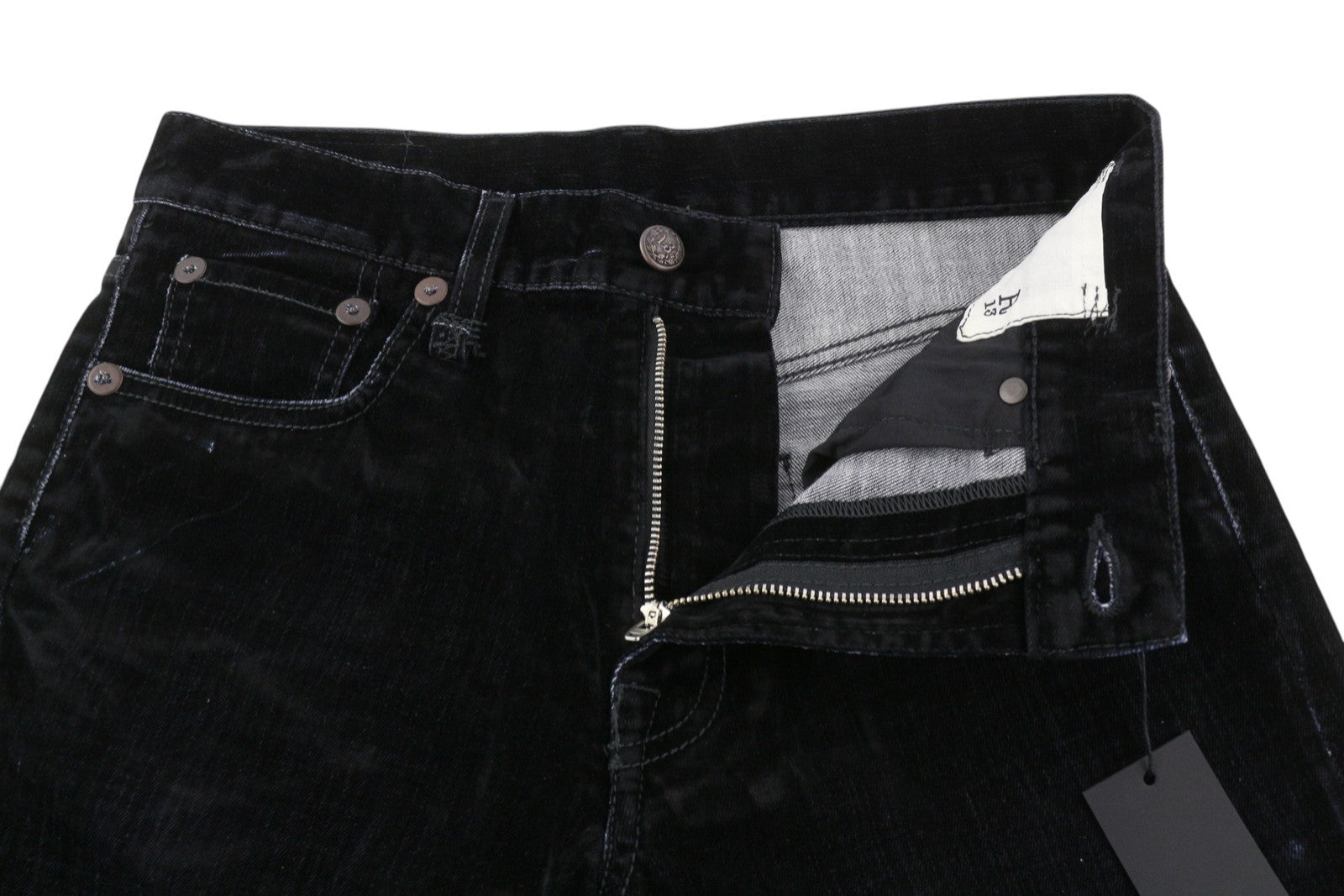 R13 Romeo moteriškos kelnės 25 juodos aksominės trumpintos tiesios kelnės iki kulkšnių su užtrauktuku 