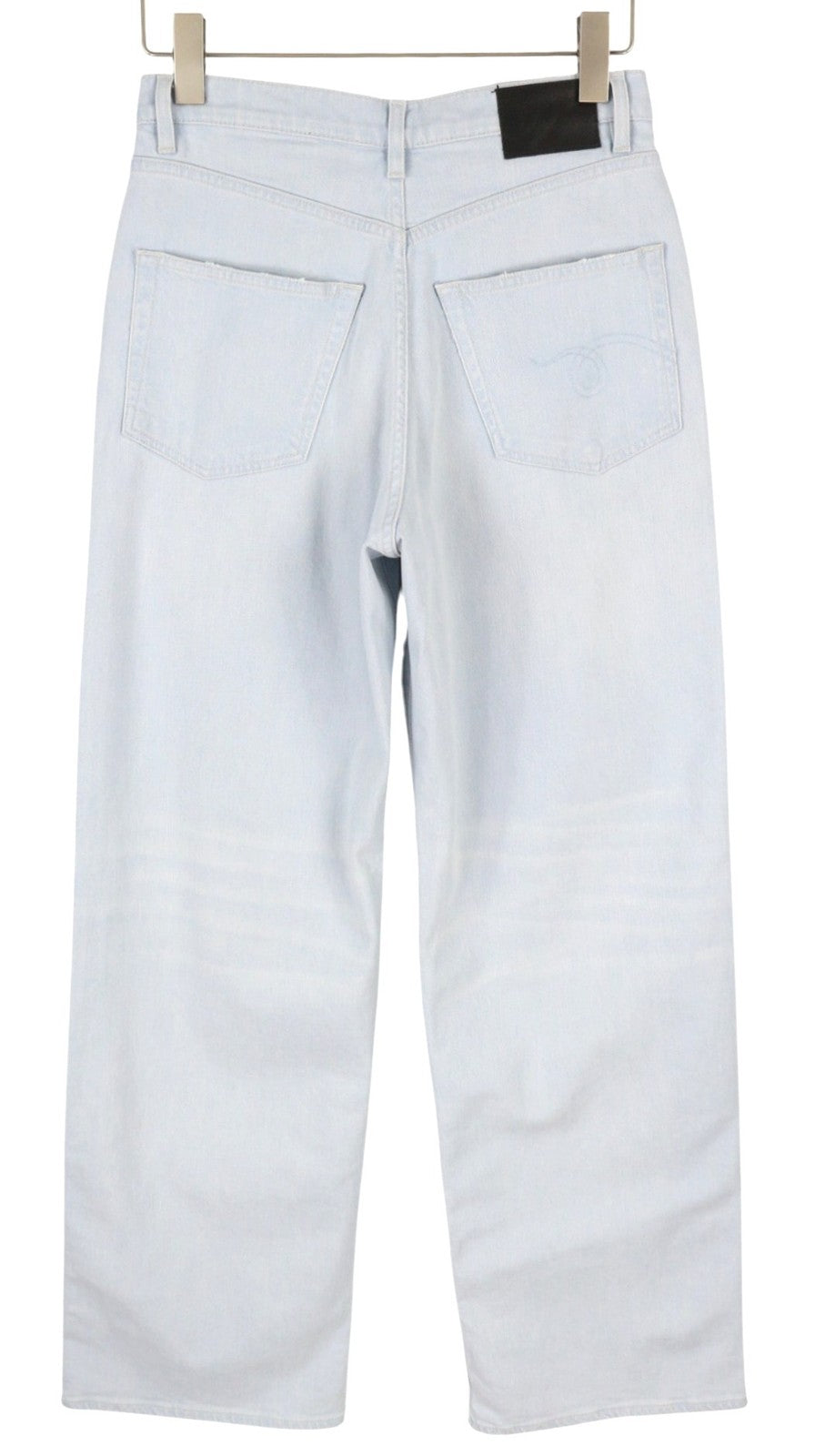 R13 Damon klostuoti mėlyni moteriški džinsai 23 išblukintos mėlynos spalvos tamprios, skalbtos plačios klešnės RRP 595 € 