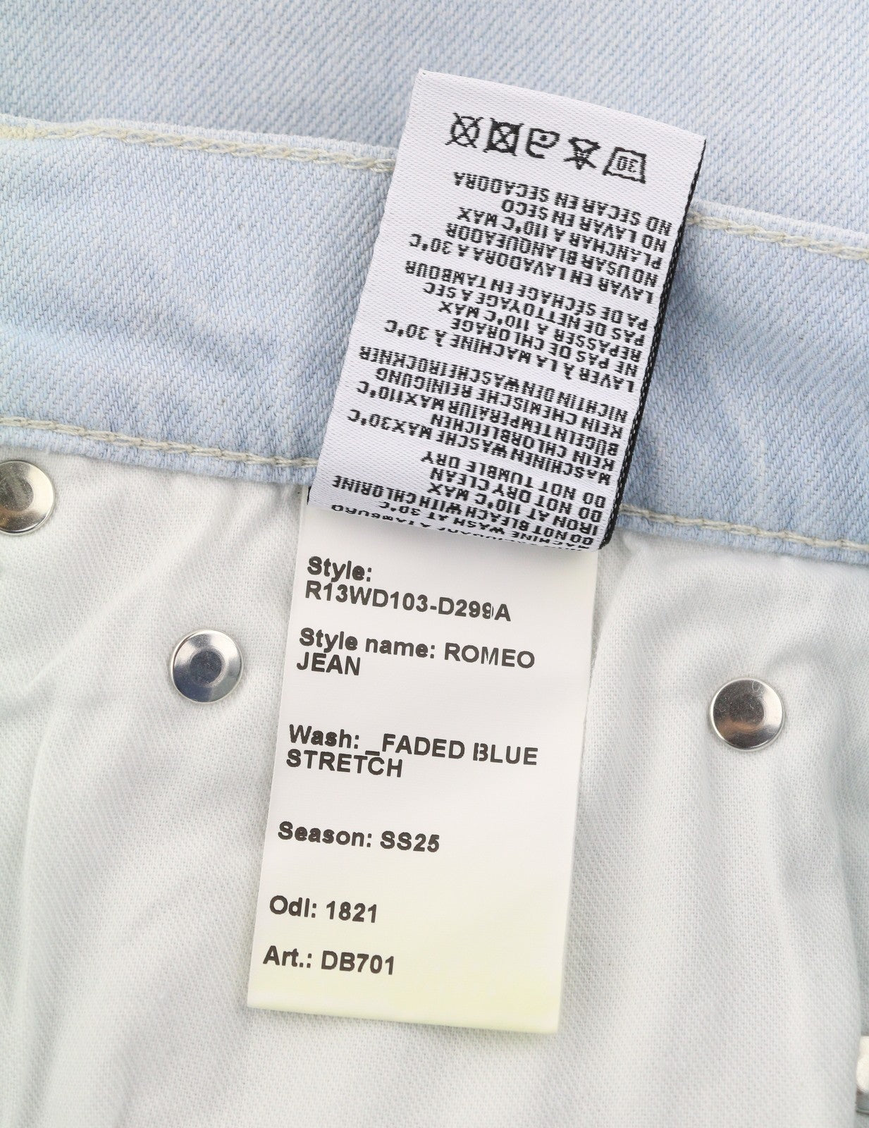 R13 Romeo Women Jeans 28 Faded Blue Stretch ankle Cropped Washed Zip Fly Denim