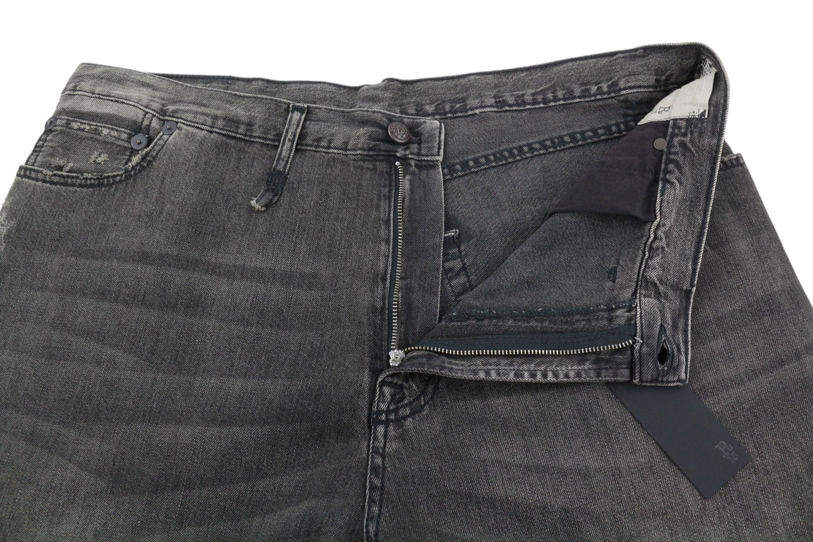 R13 Damon klostuoti moteriški džinsai 28 Ellery juodi išblukinti skalbti tiesūs plačios klešnės 