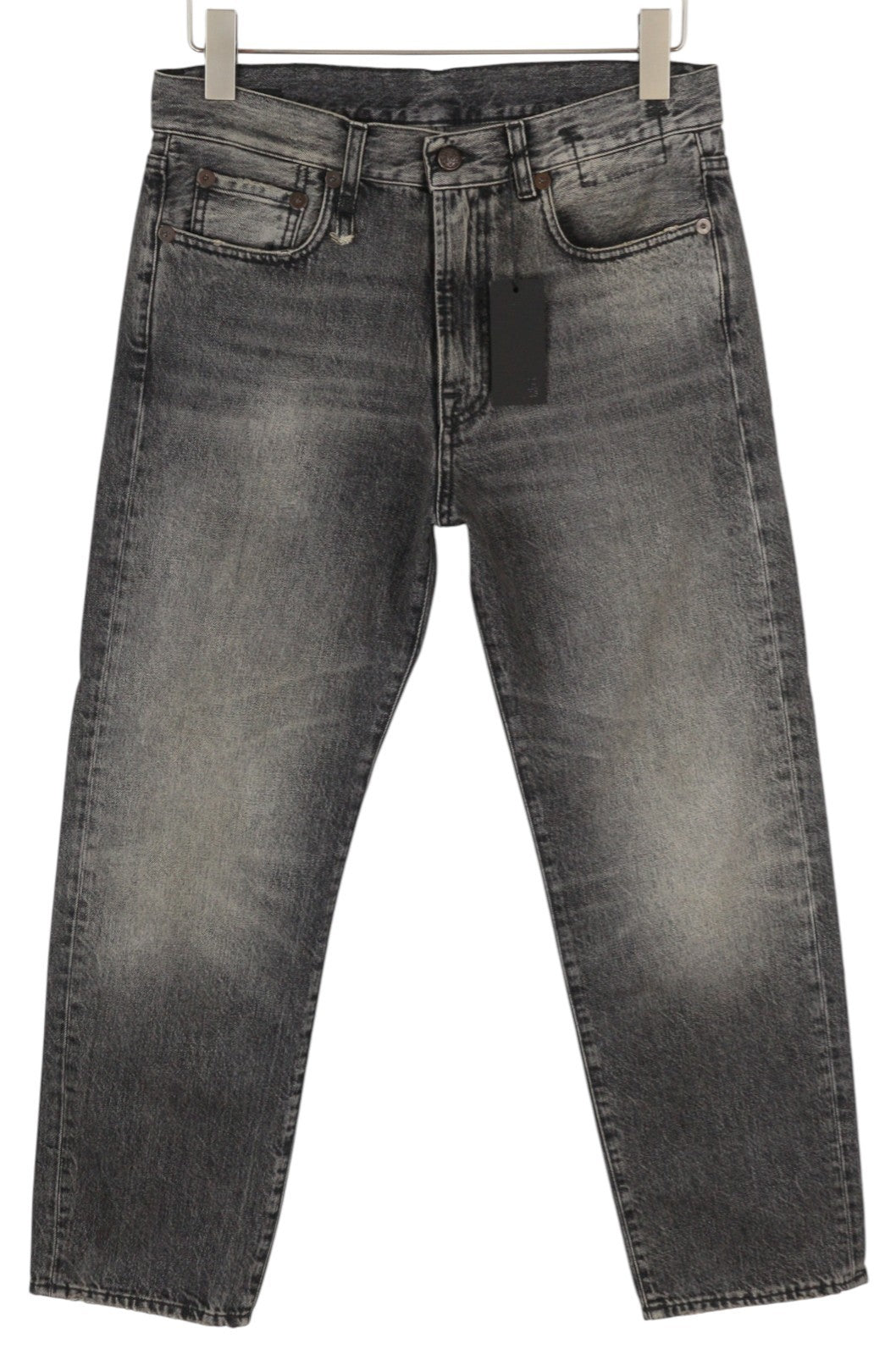 R13 Boyfriend moteriški džinsai 25 Leyton juodi išblukinti, trumpi, laisvo kirpimo džinsai iki kulkšnių 