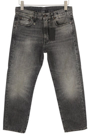 R13 Boyfriend moteriški džinsai 25 Leyton juodi išblukinti, trumpi, laisvo kirpimo džinsai iki kulkšnių 