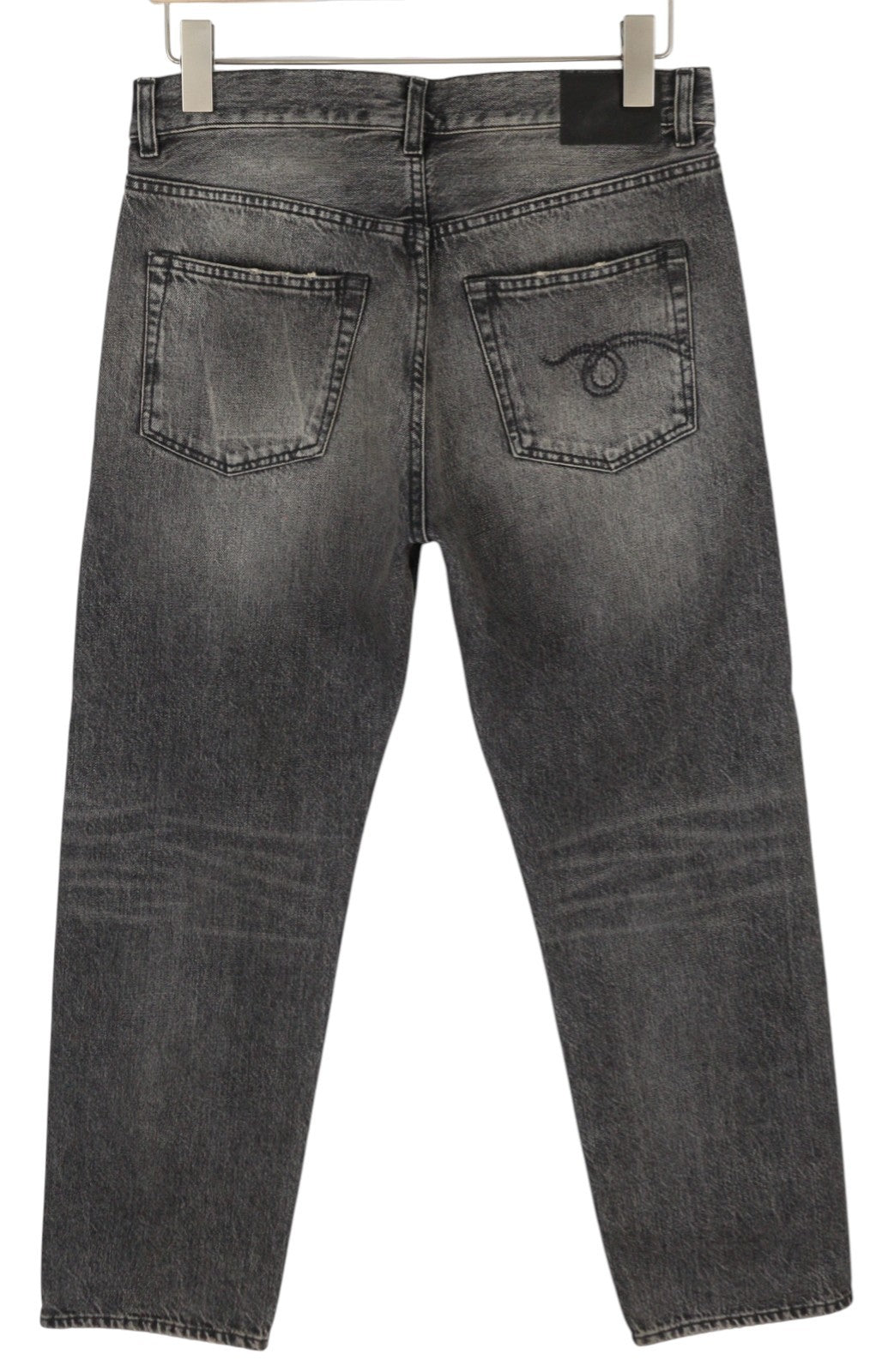 R13 Boyfriend moteriški džinsai 25 Leyton juodi išblukinti, trumpi, laisvo kirpimo džinsai iki kulkšnių 