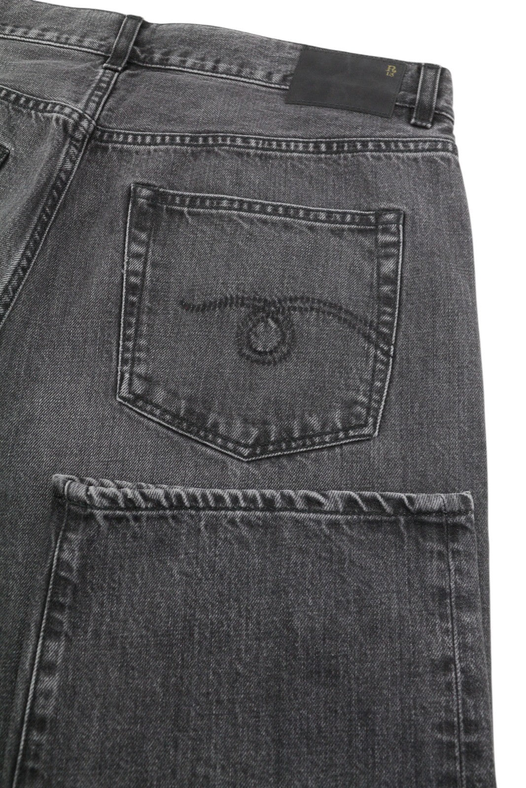 R13 Boyfriend Women Jeans 30 Wilson Black Faded Ankle Cropped Relaxed Fit Denim