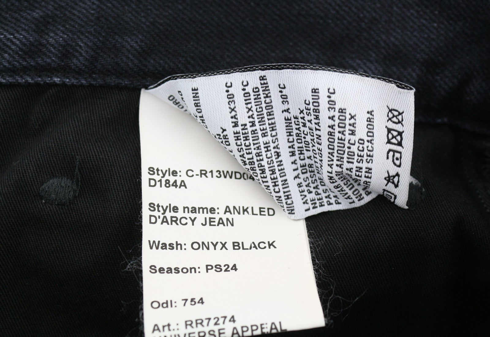 R13 „Ankled D'Arcy“ moteriški džinsai, 27, onikso juodumo, išblukinto, laisvo kirpimo, plačių klešnių. 