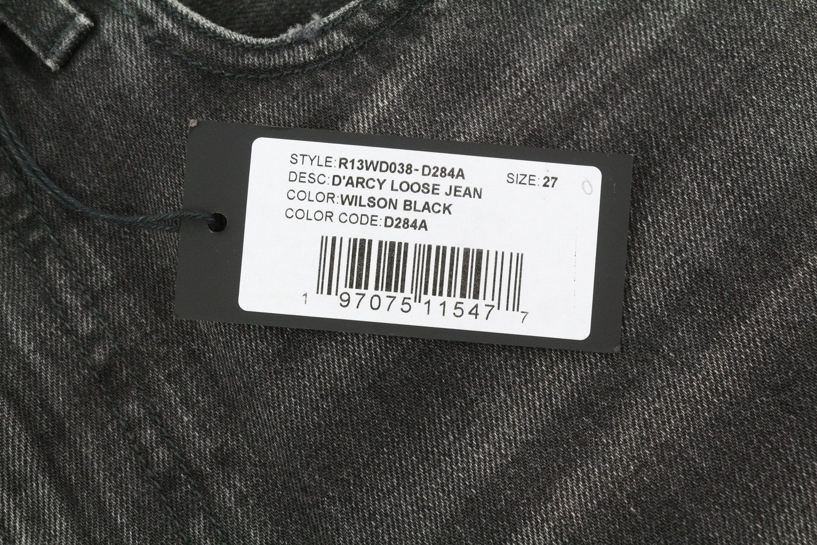R13 D'Arcy laisvi moteriški džinsai, 27 Wilson juodi, išblukinti, laisvo kirpimo džinsai, rekomenduojama kaina – 700 € 