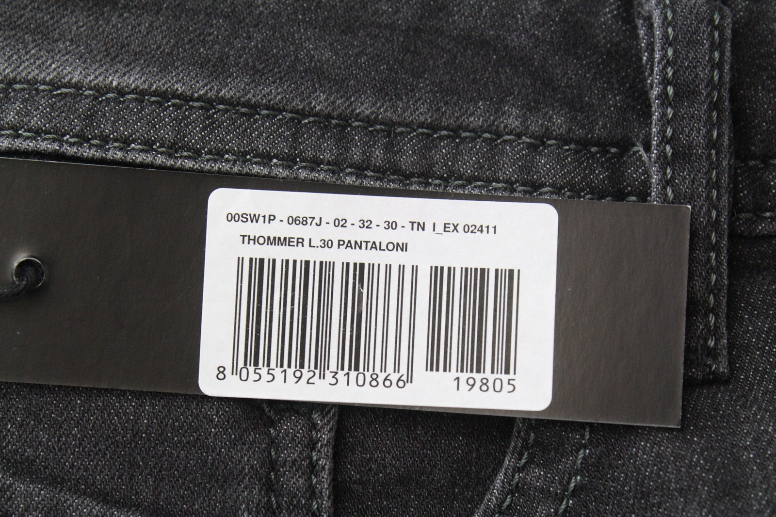 DIESEL Thommer 0687J vyriški džinsai W32/L30 Slim pilki tamprūs medvilniniai aptempti džinsai 