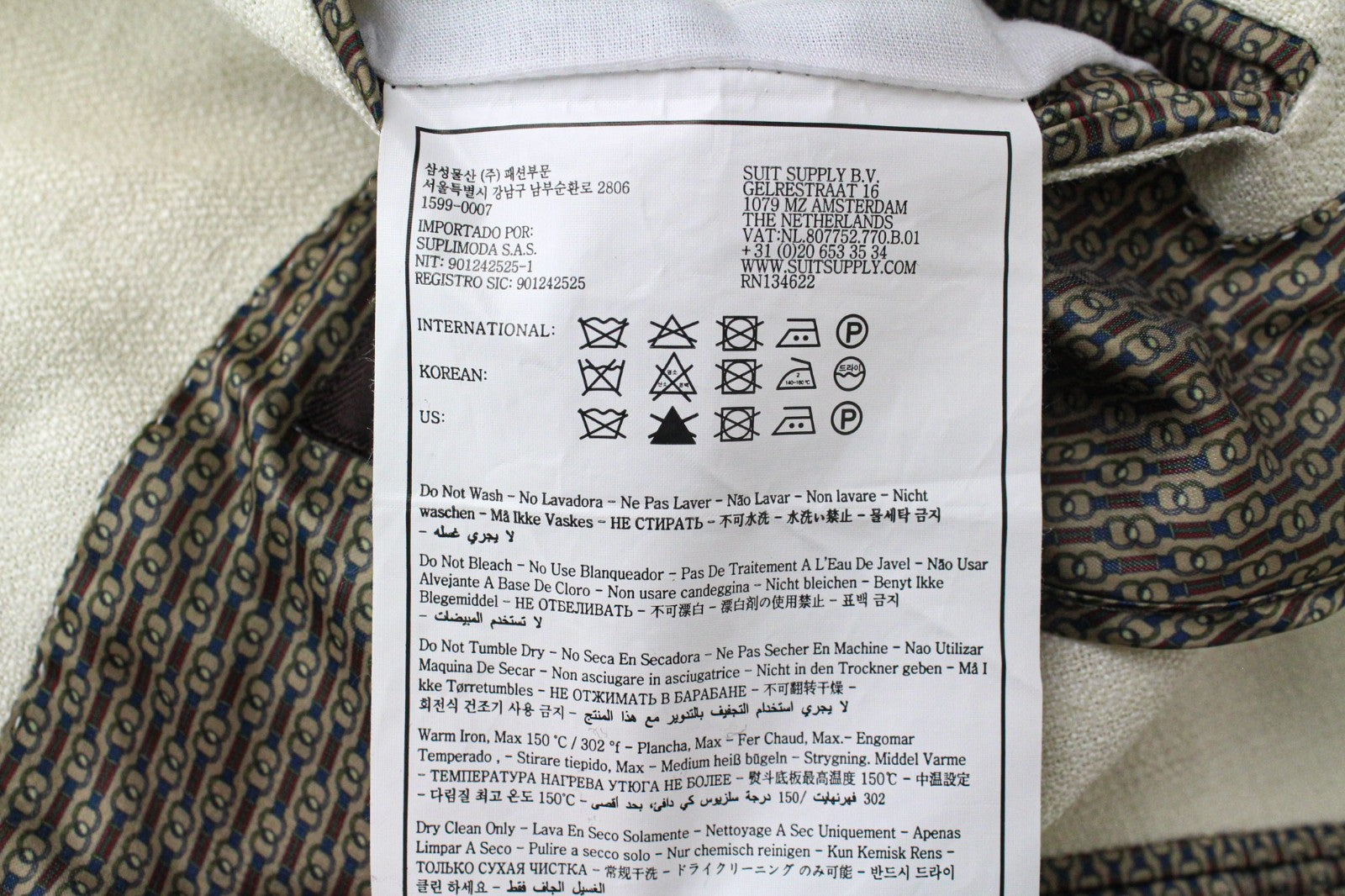 SUITSUPPLY La Spalla Men's Suit UK30R Off-White 2Pc Slim Silk Linen Two-Row Fit