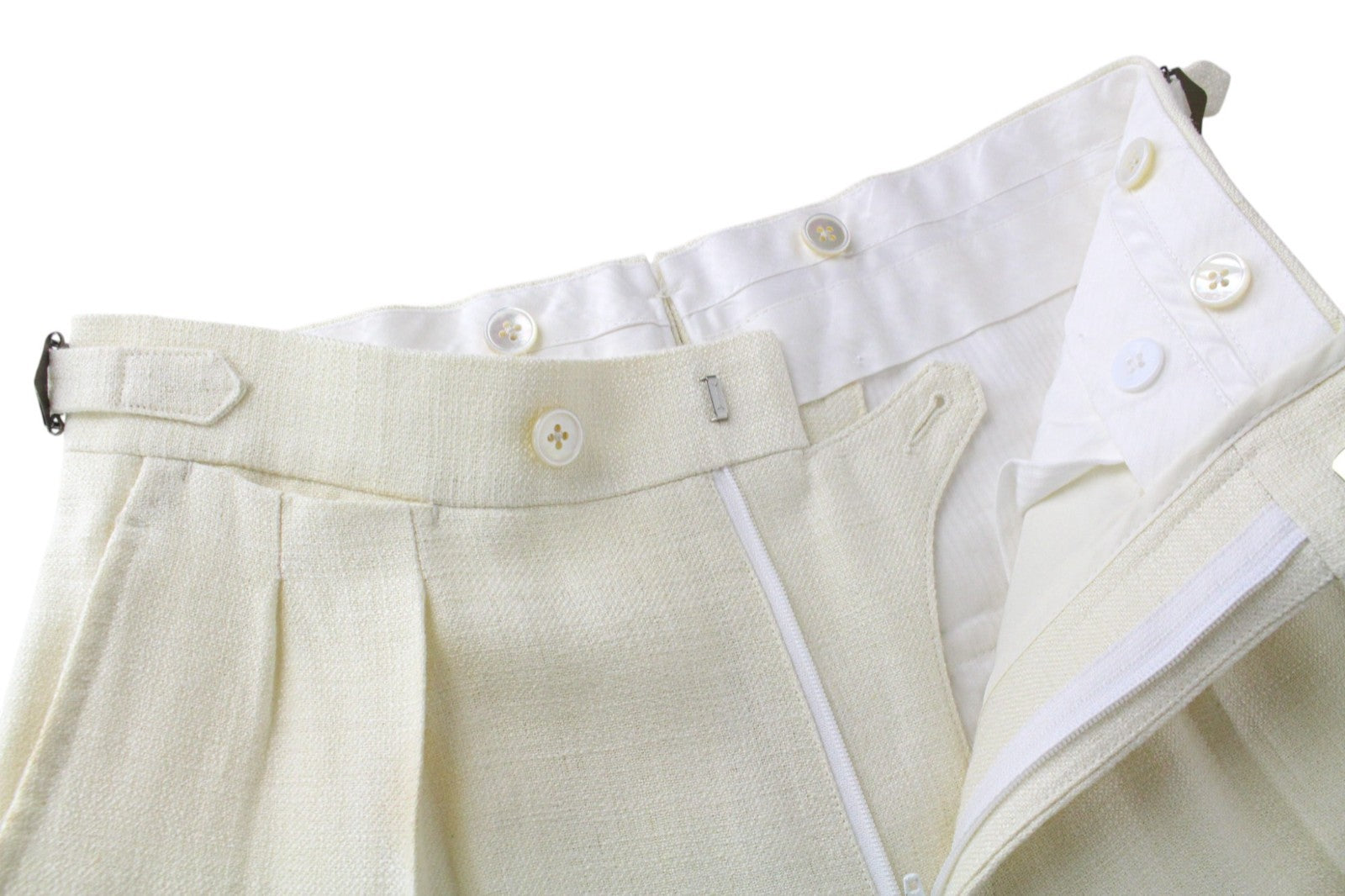 SUITSUPPLY La Spalla Men's Suit UK30R Off-White 2Pc Slim Silk Linen Two-Row Fit