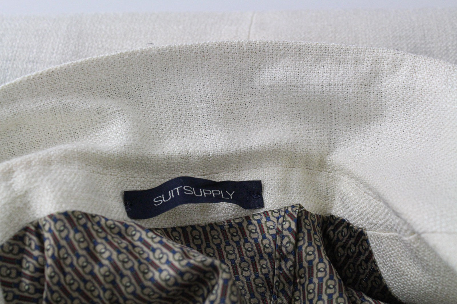 SUITSUPPLY La Spalla Men's Suit UK30R Off-White 2Pc Slim Silk Linen Two-Row Fit