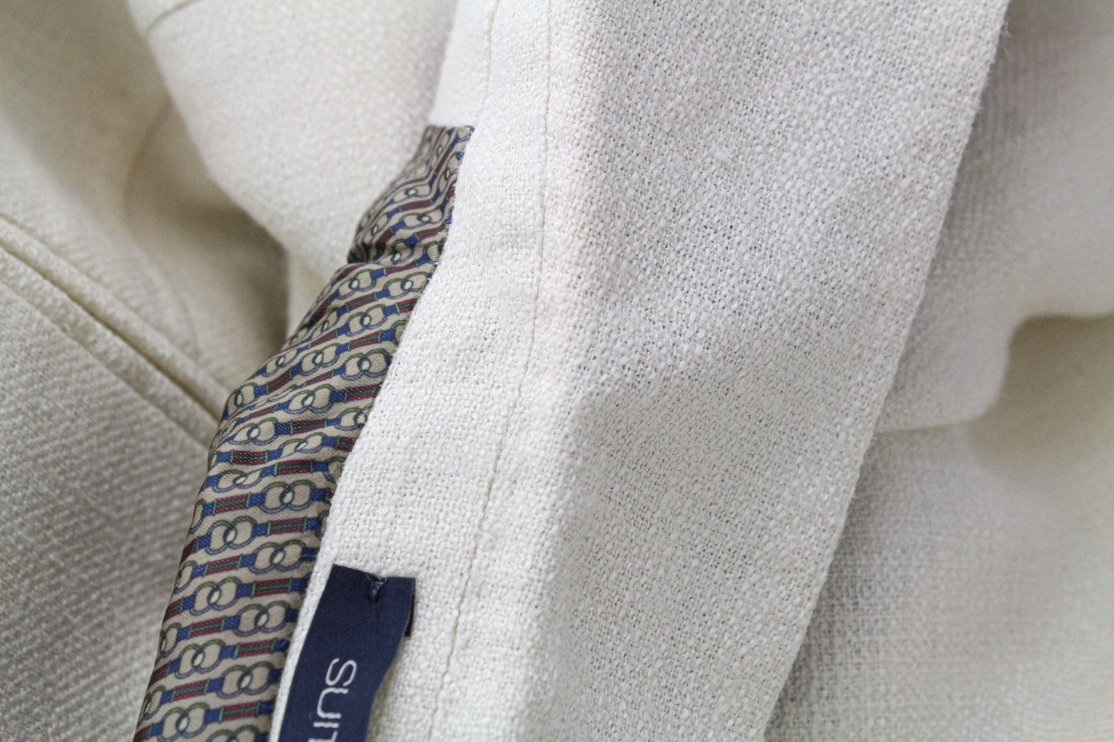 SUITSUPPLY La Spalla Men's Suit UK30R Off-White 2Pc Slim Silk Linen Two-Row Fit